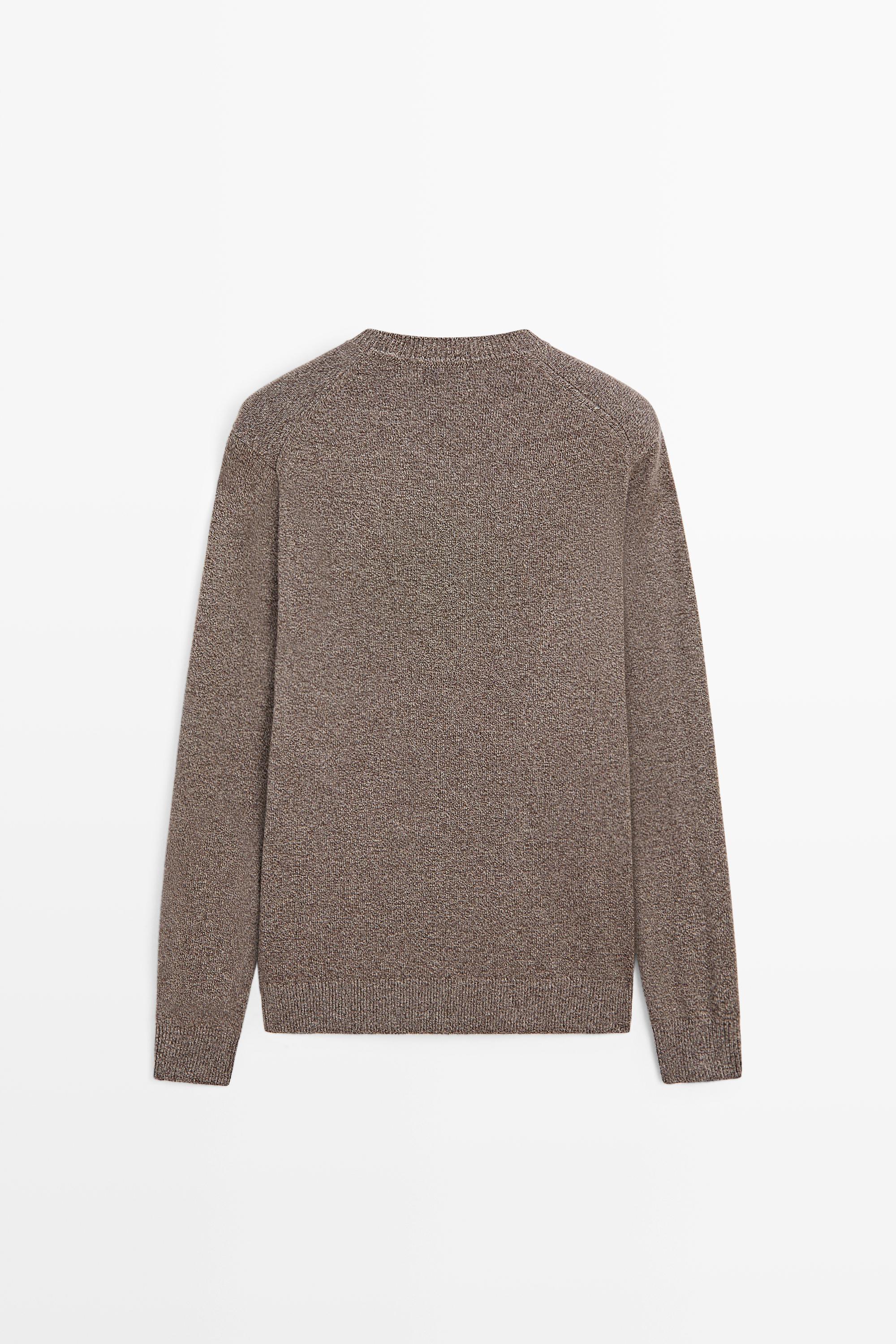 Mouliné knit sweater with wool, round neck - thumbnail 6