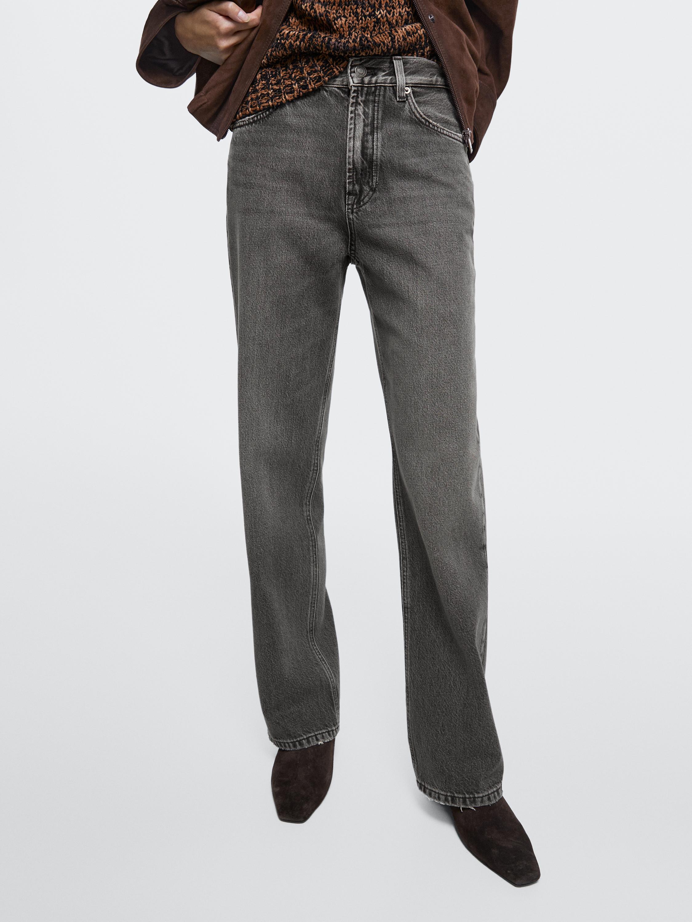 Straight-leg high-waist jeans — CHARCOAL