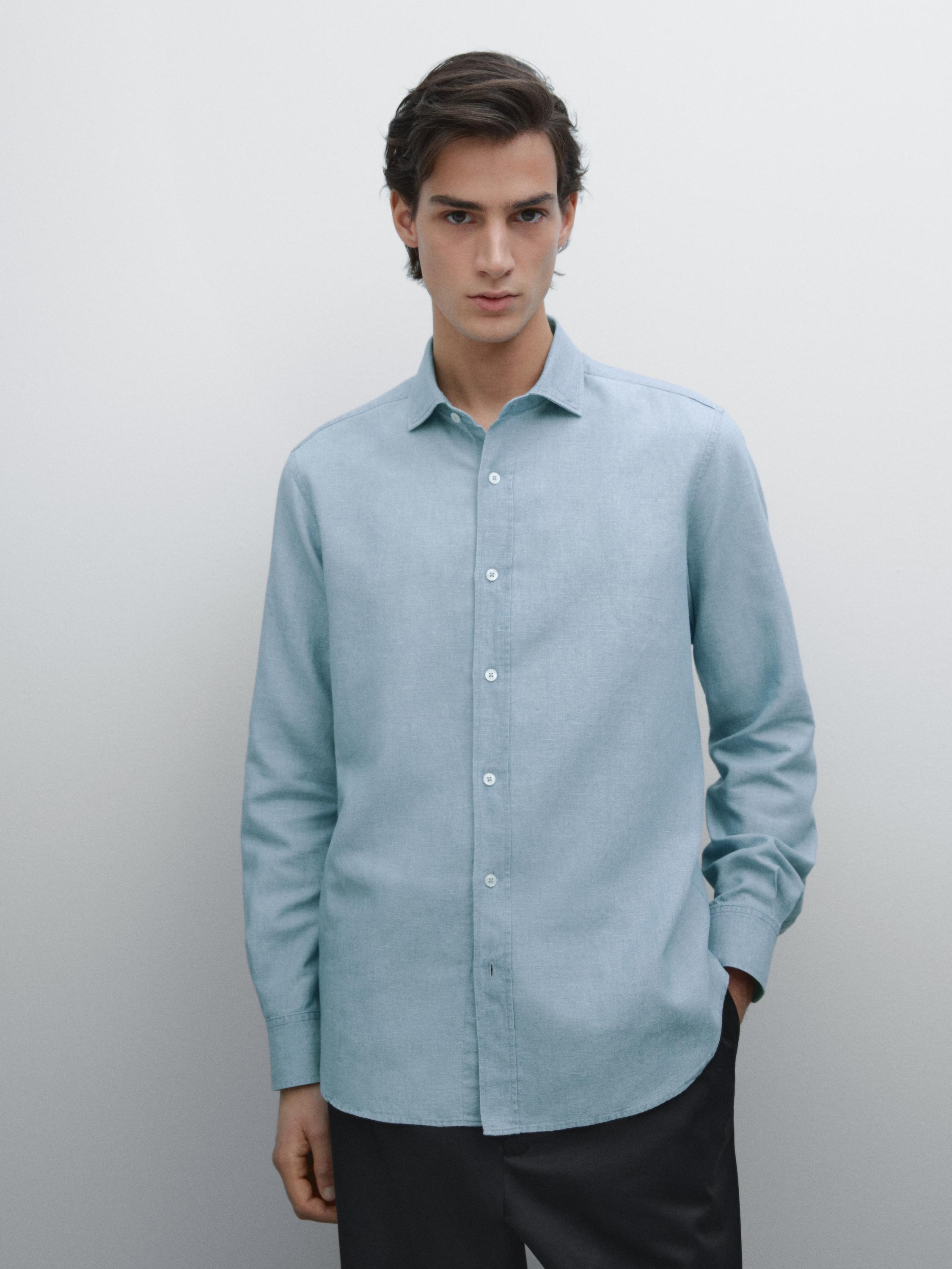 Camisa denim slim fit amb cotó