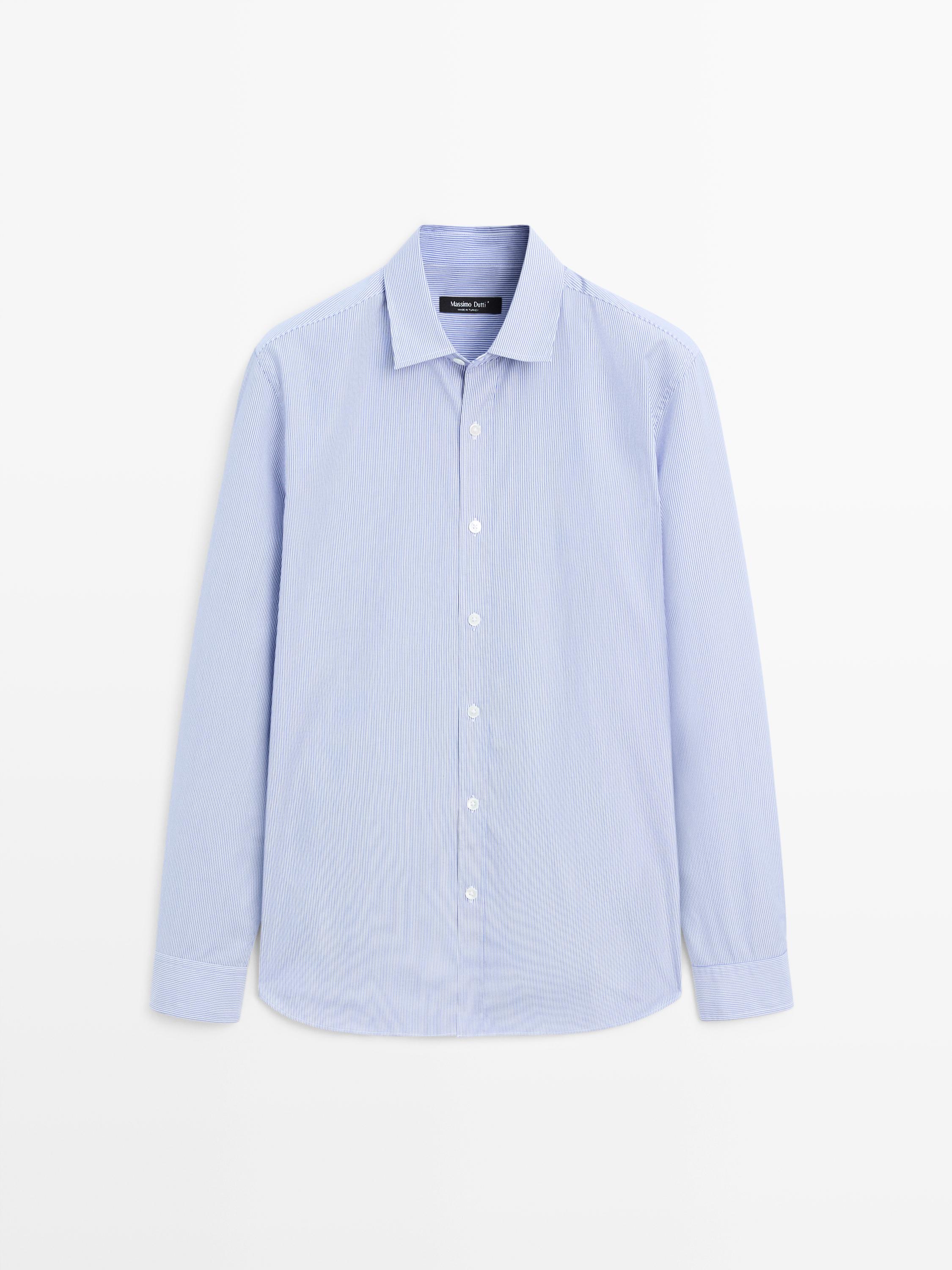 Regular fit striped poplin shirt