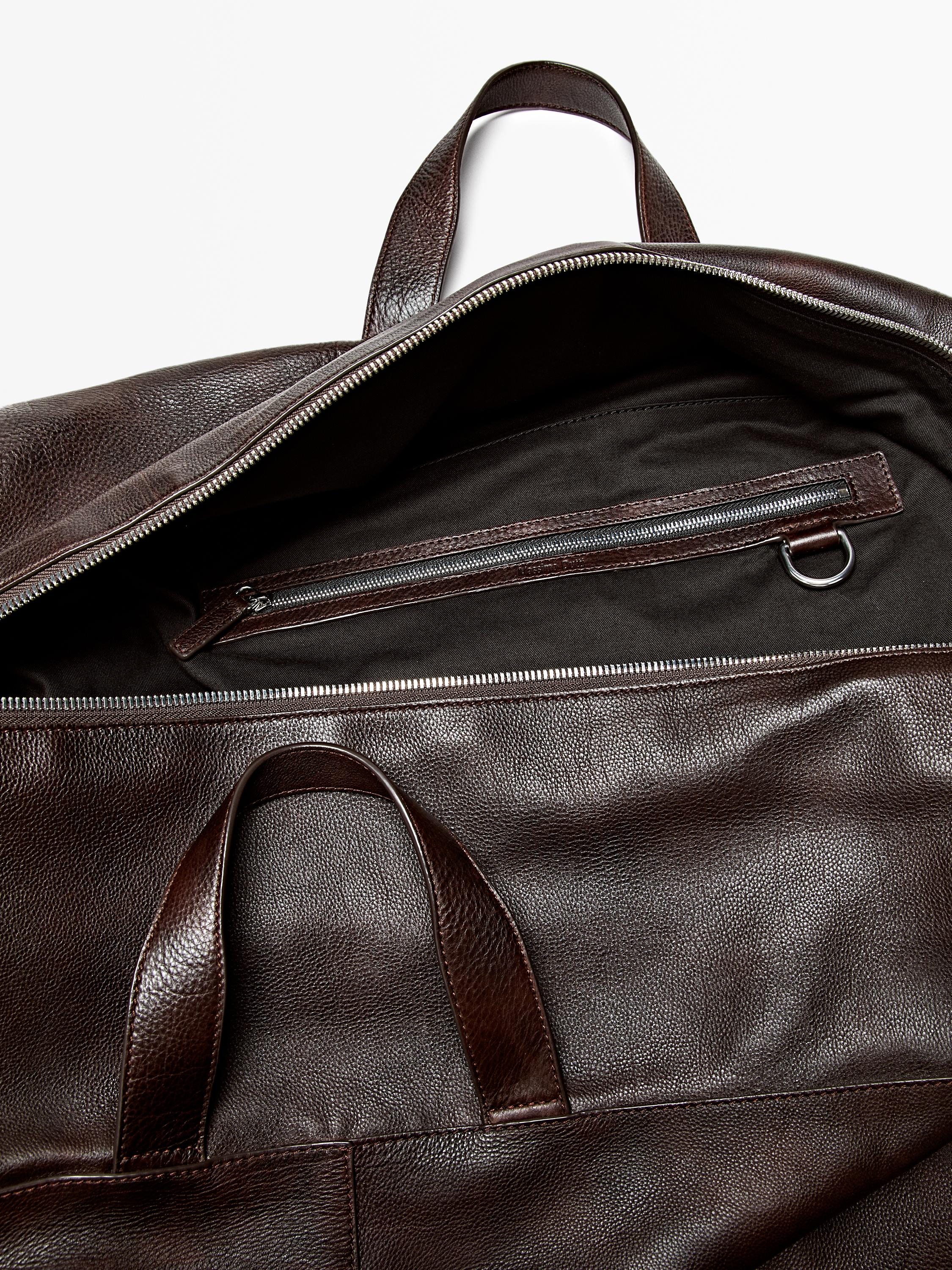 Nappa leather maxi duffle bag — BROWN