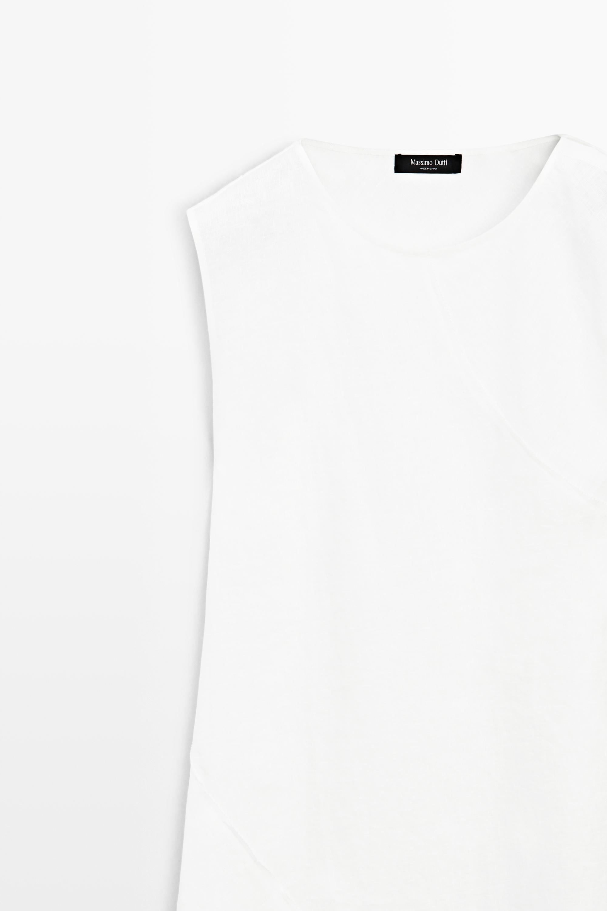 Flowing 100% linen midi dress — WHITE