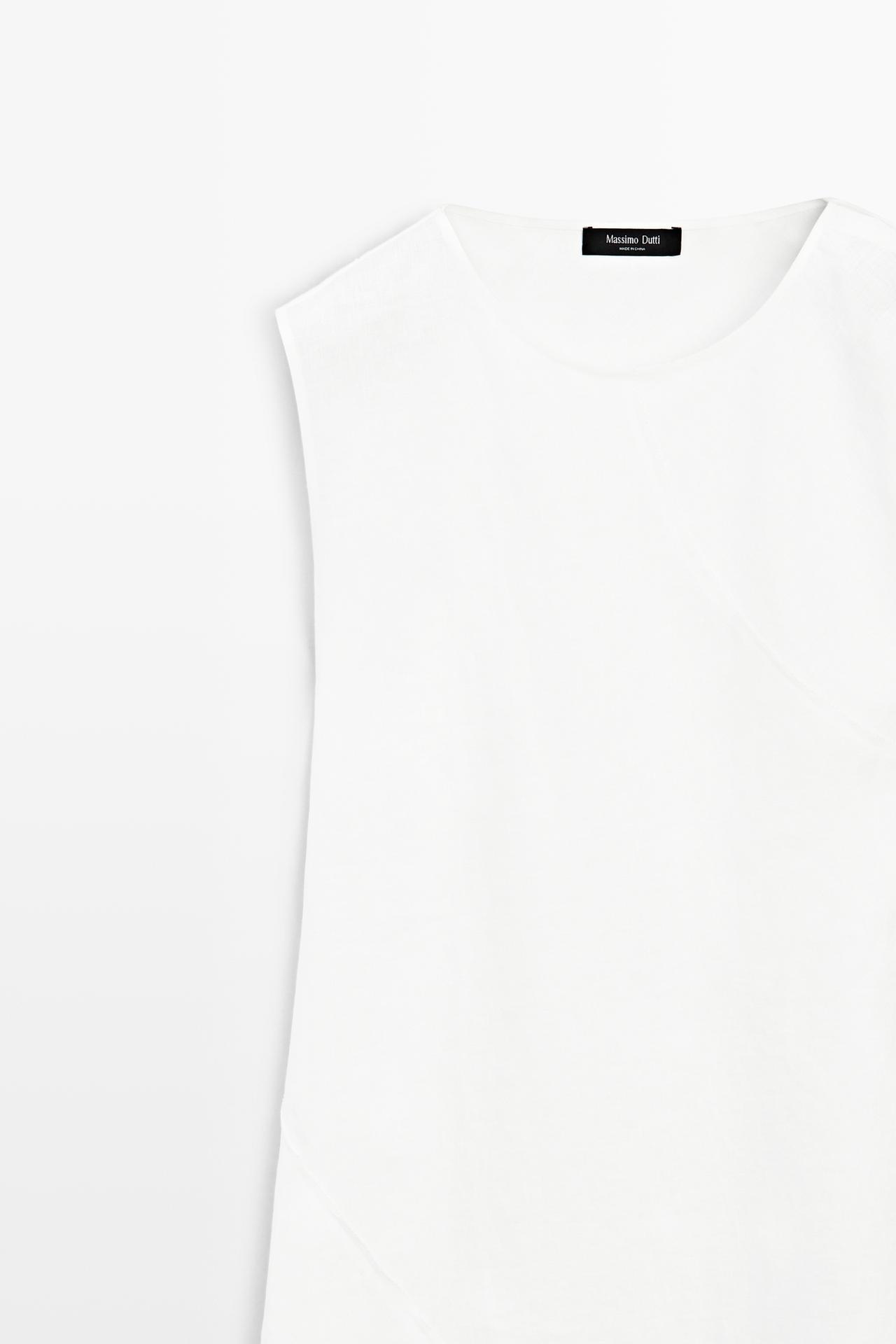 Flowing 100% linen midi dress — WHITE