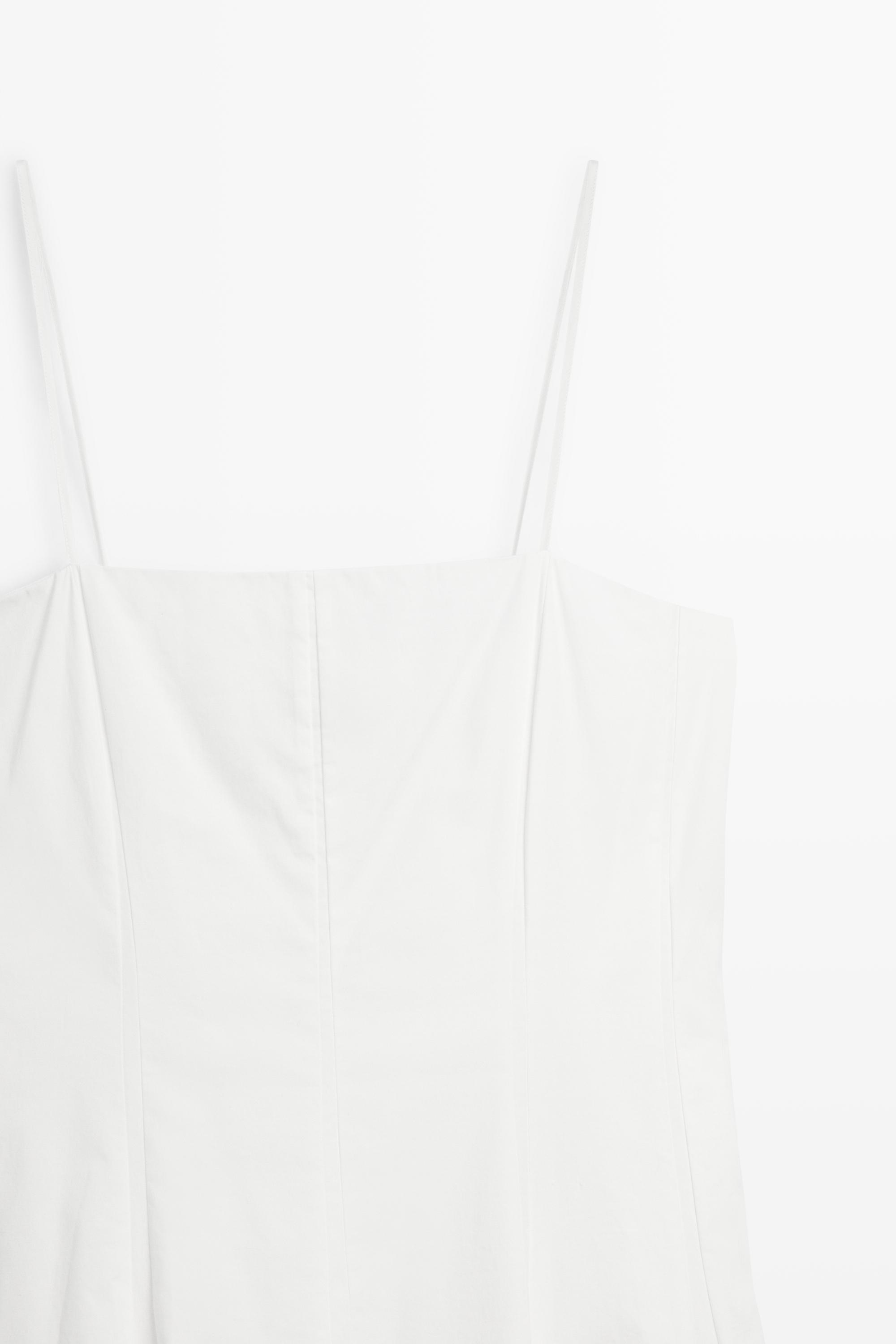Poplin strap midi dress — WHITE