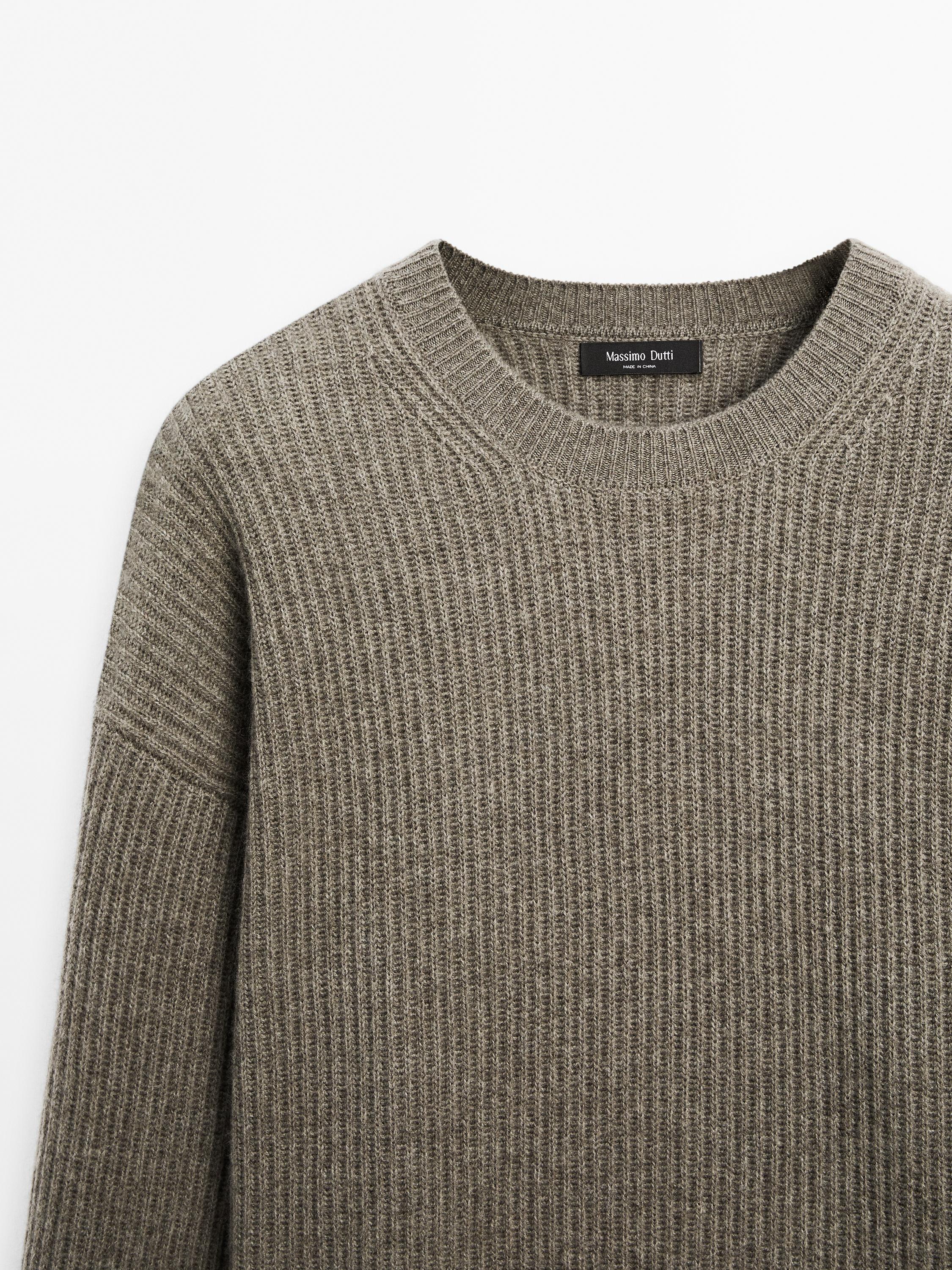 100% cashmere ribbed knit sweater