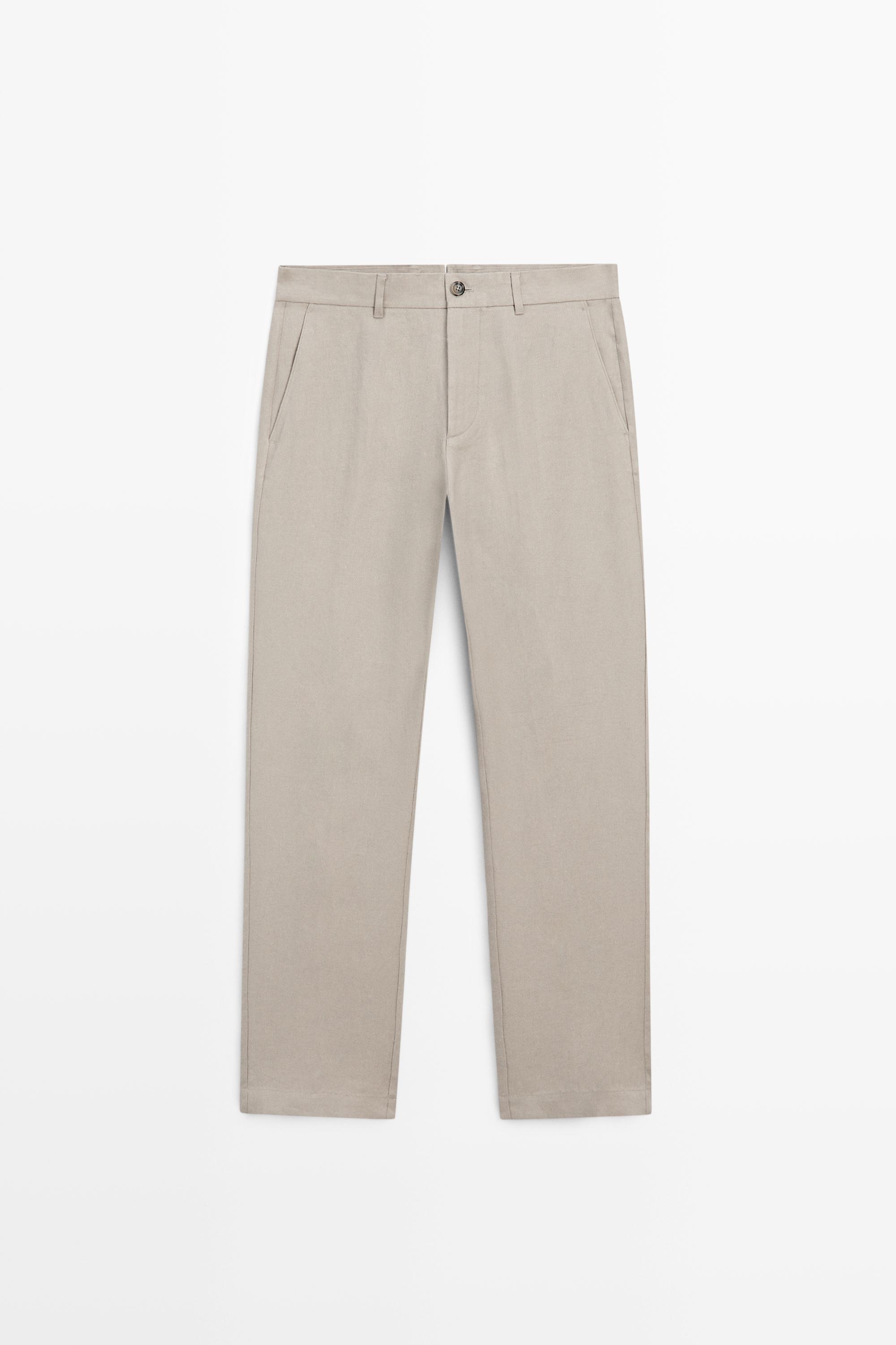 Tapered fit linen pants — BEIGE