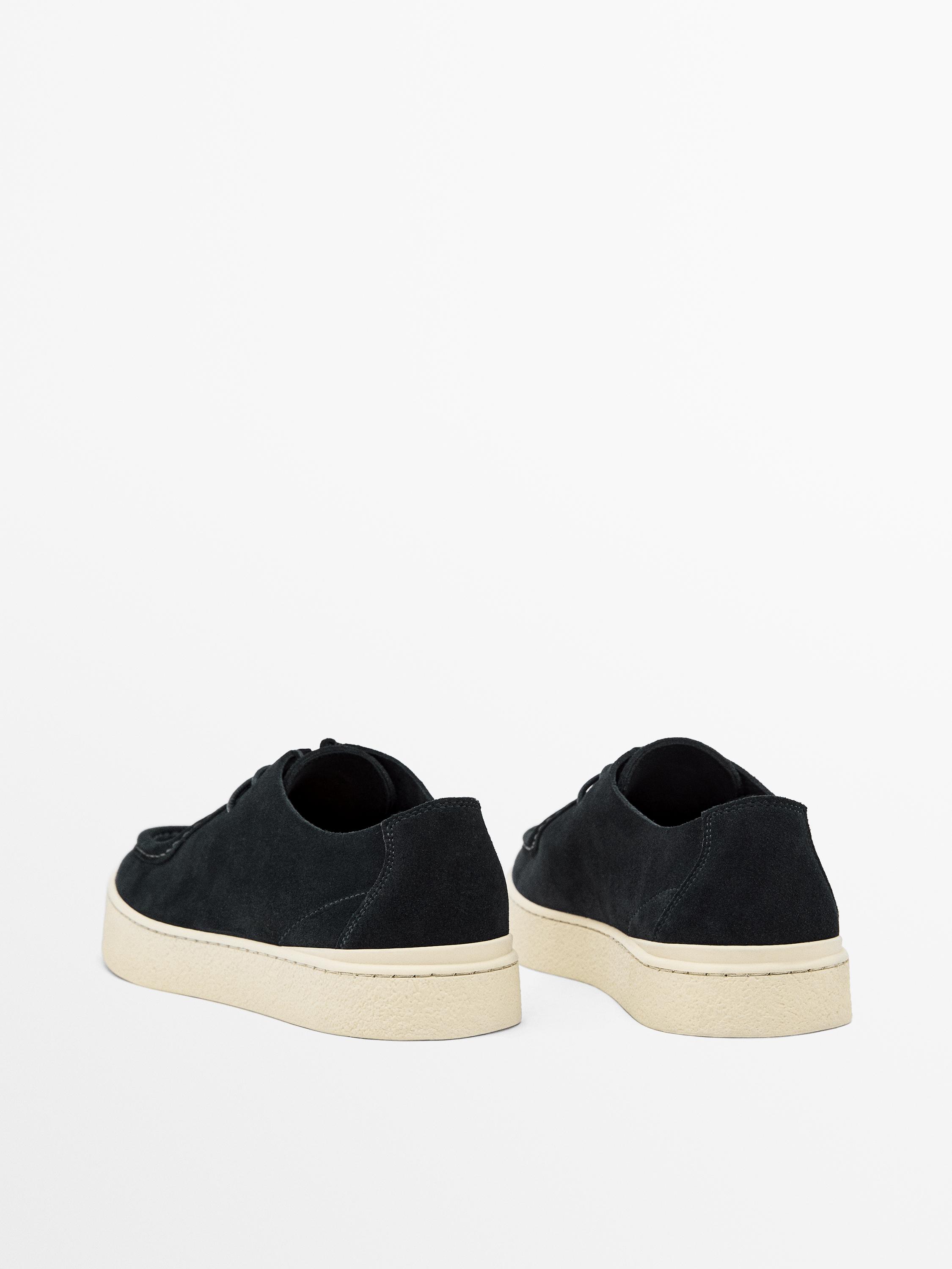 Moc toe split suede shoes