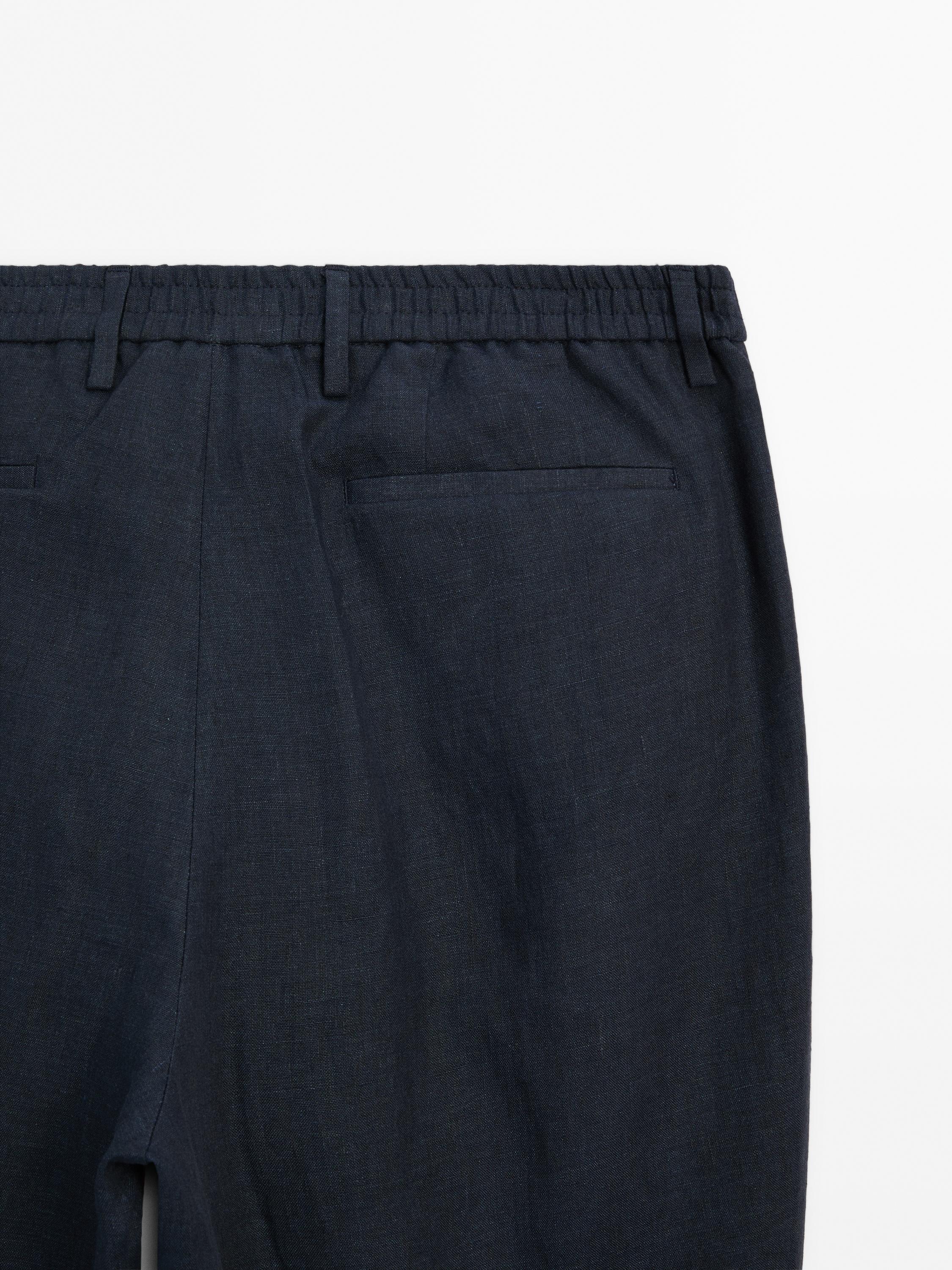Pantalón regular 100% lino
