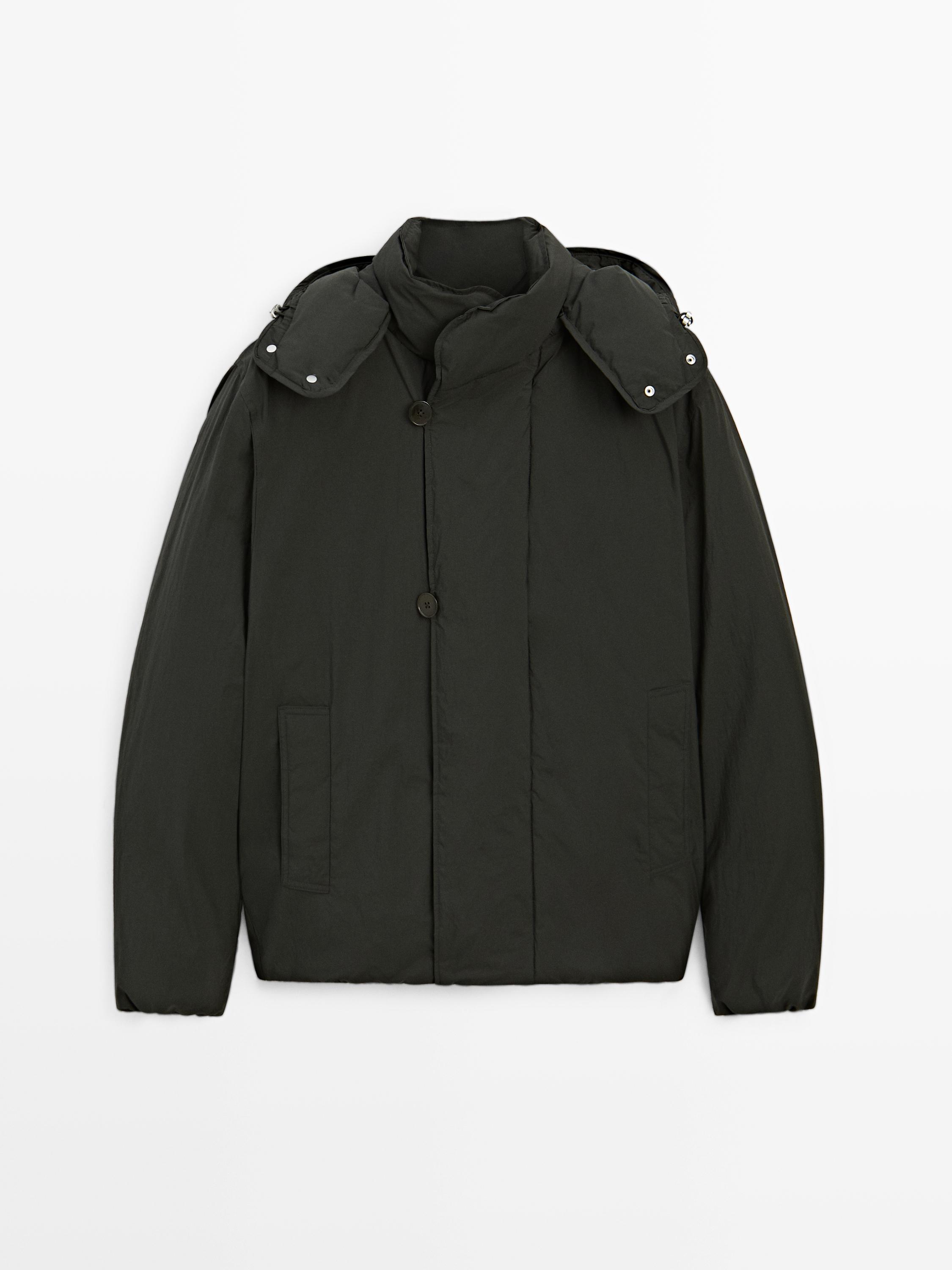 Parka corta acolchada mezcla plumón pluma