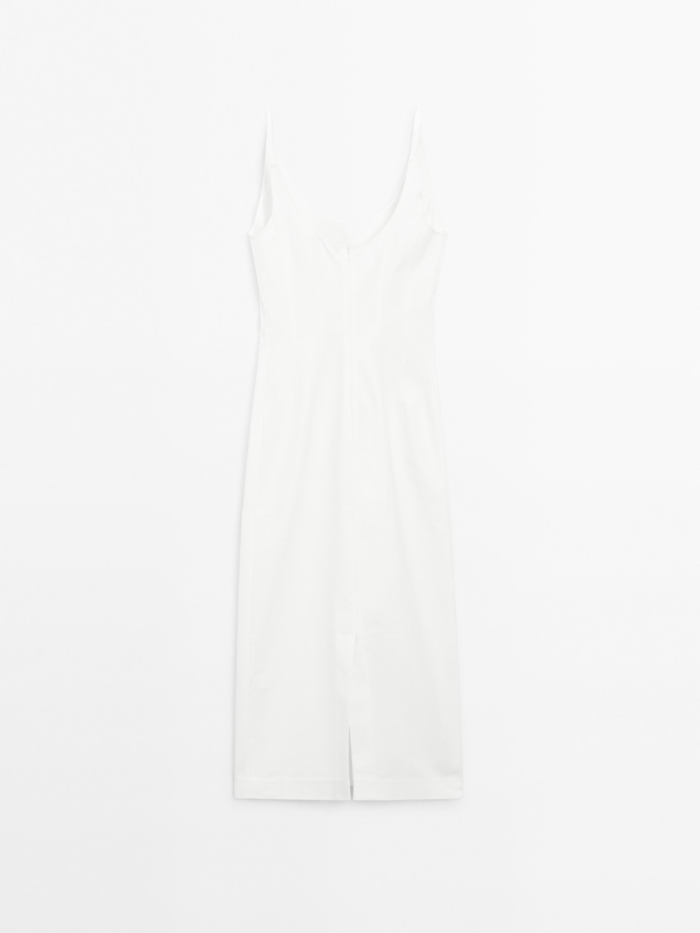 Cotton blend strappy midi dress
