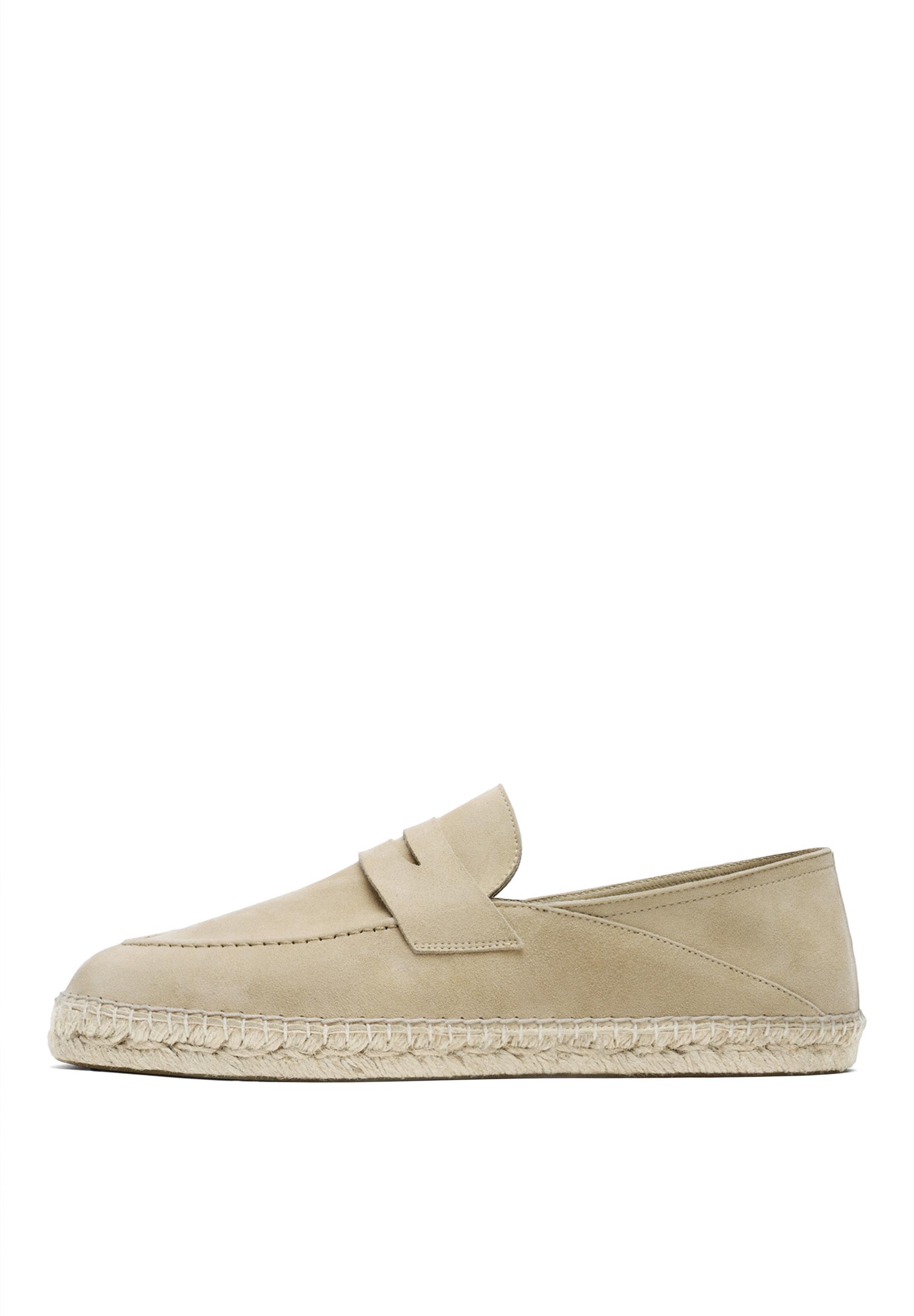 Suede penny strap espadrilles — BEIGE