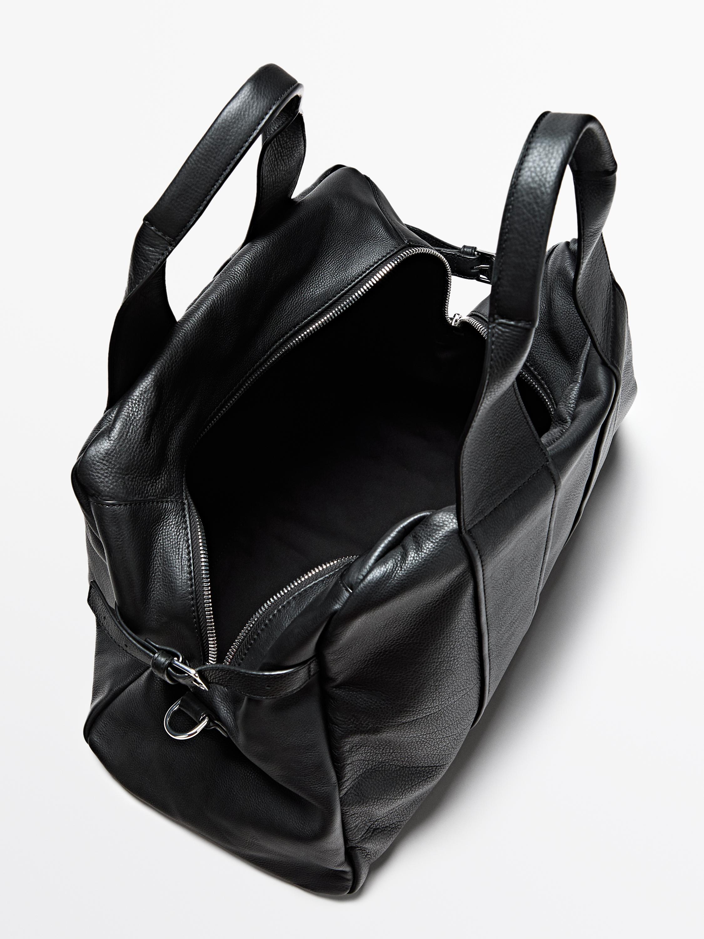 Nappa leather travel bag — BLACK