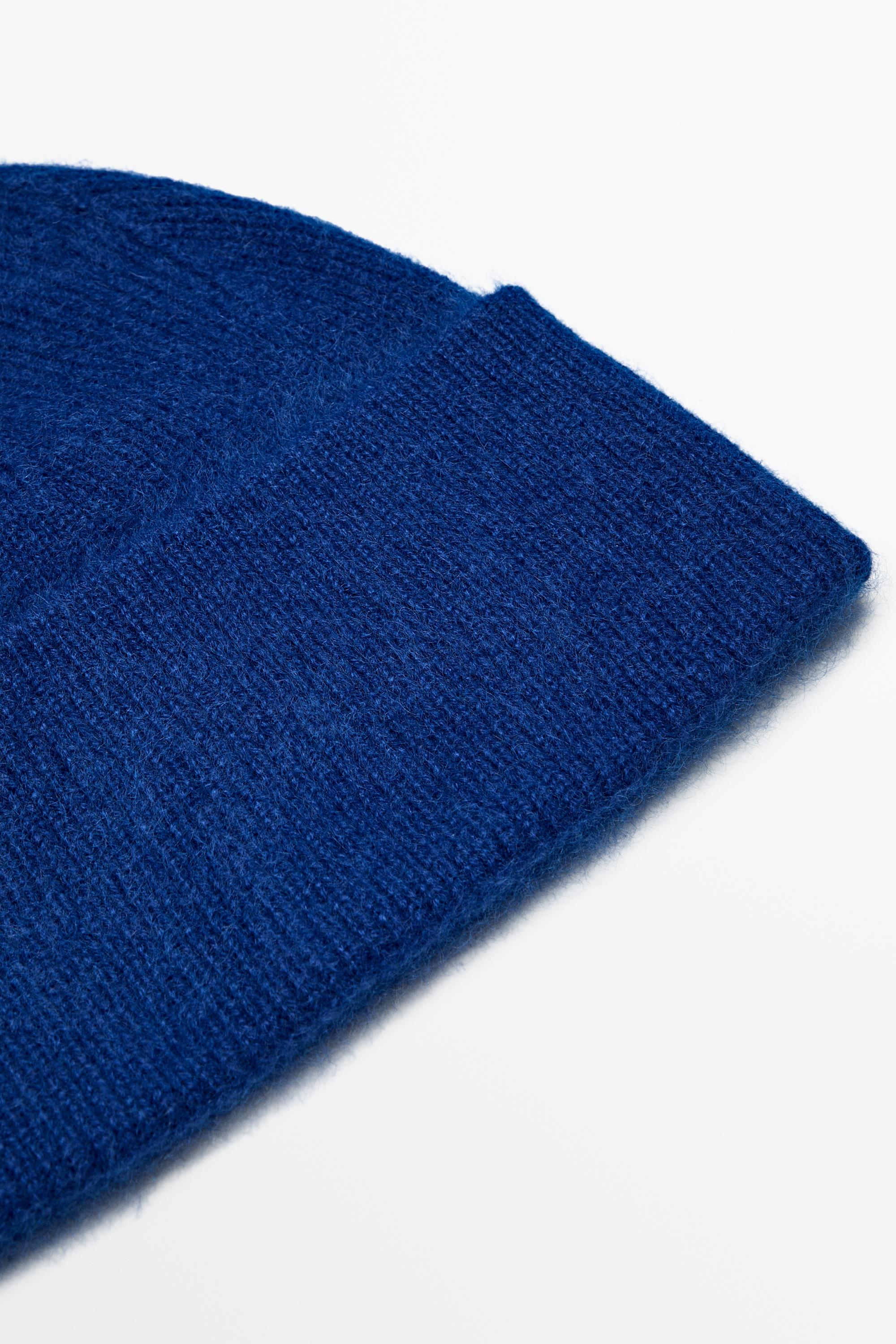 100% cashmere knit beanie — INK BLUE