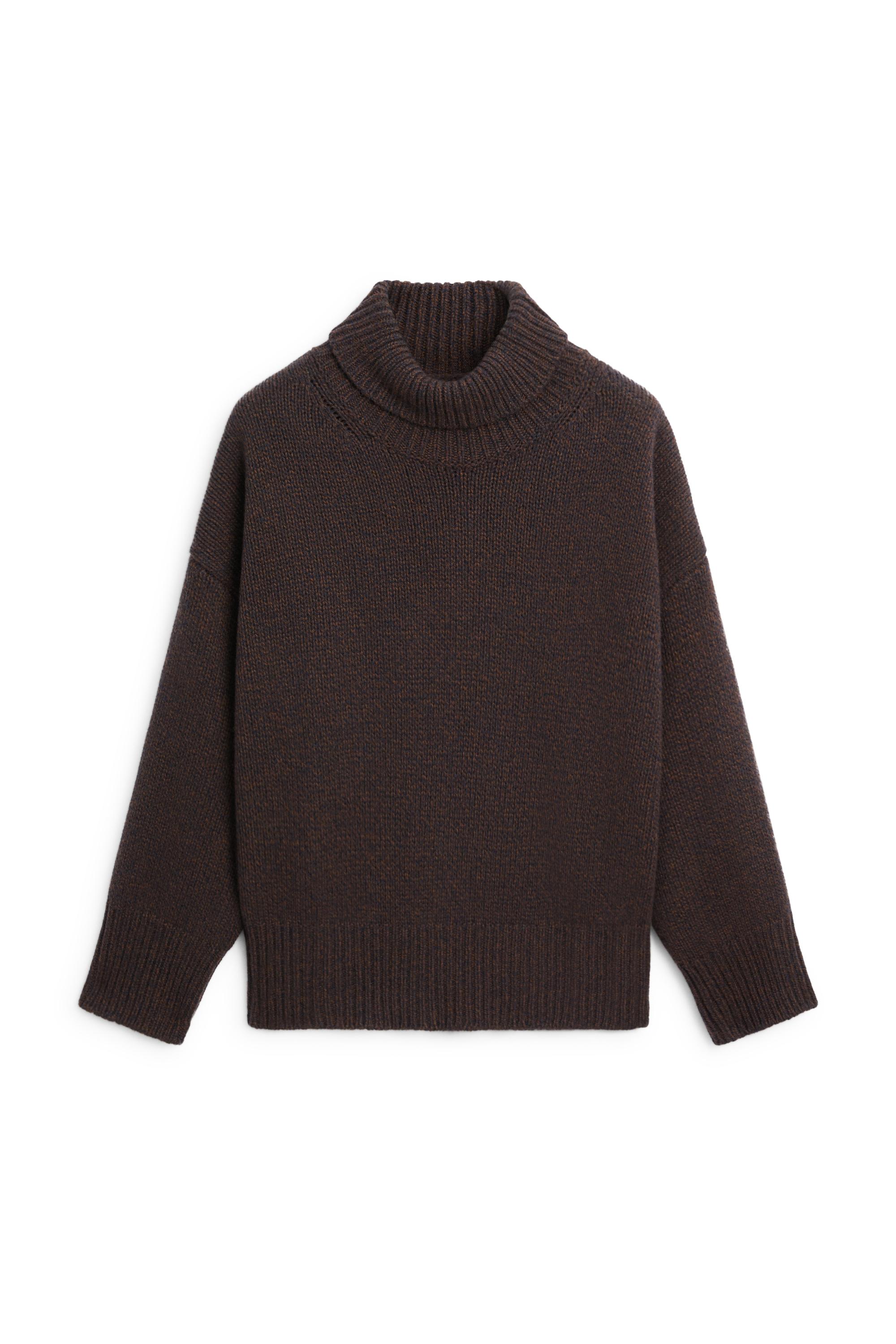 100% wool oversize knit sweater — BROWN