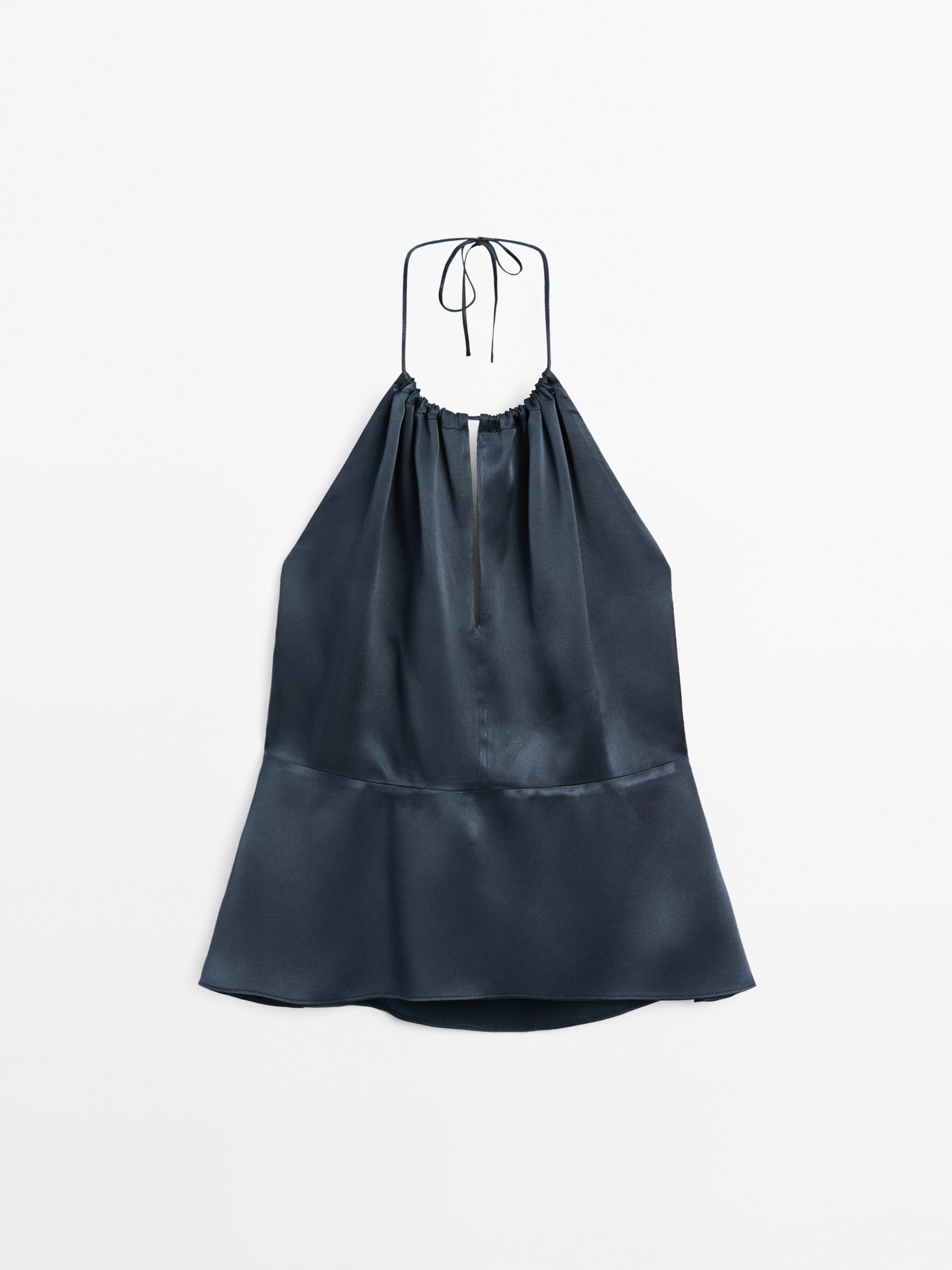 Flowing satin halter top
