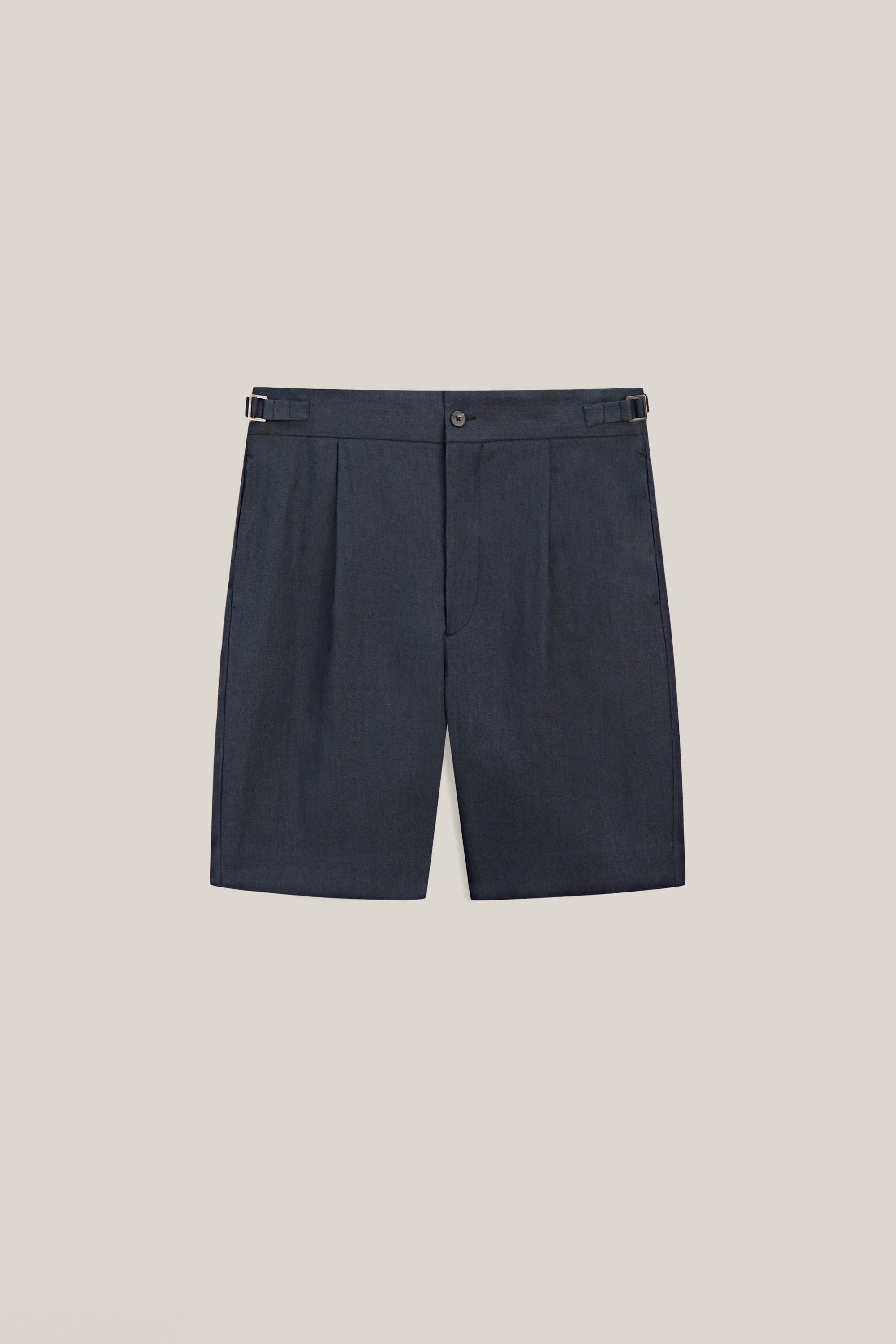 Total look darted linen Bermuda shorts - LIMITED EDITION — NAVY BLUE