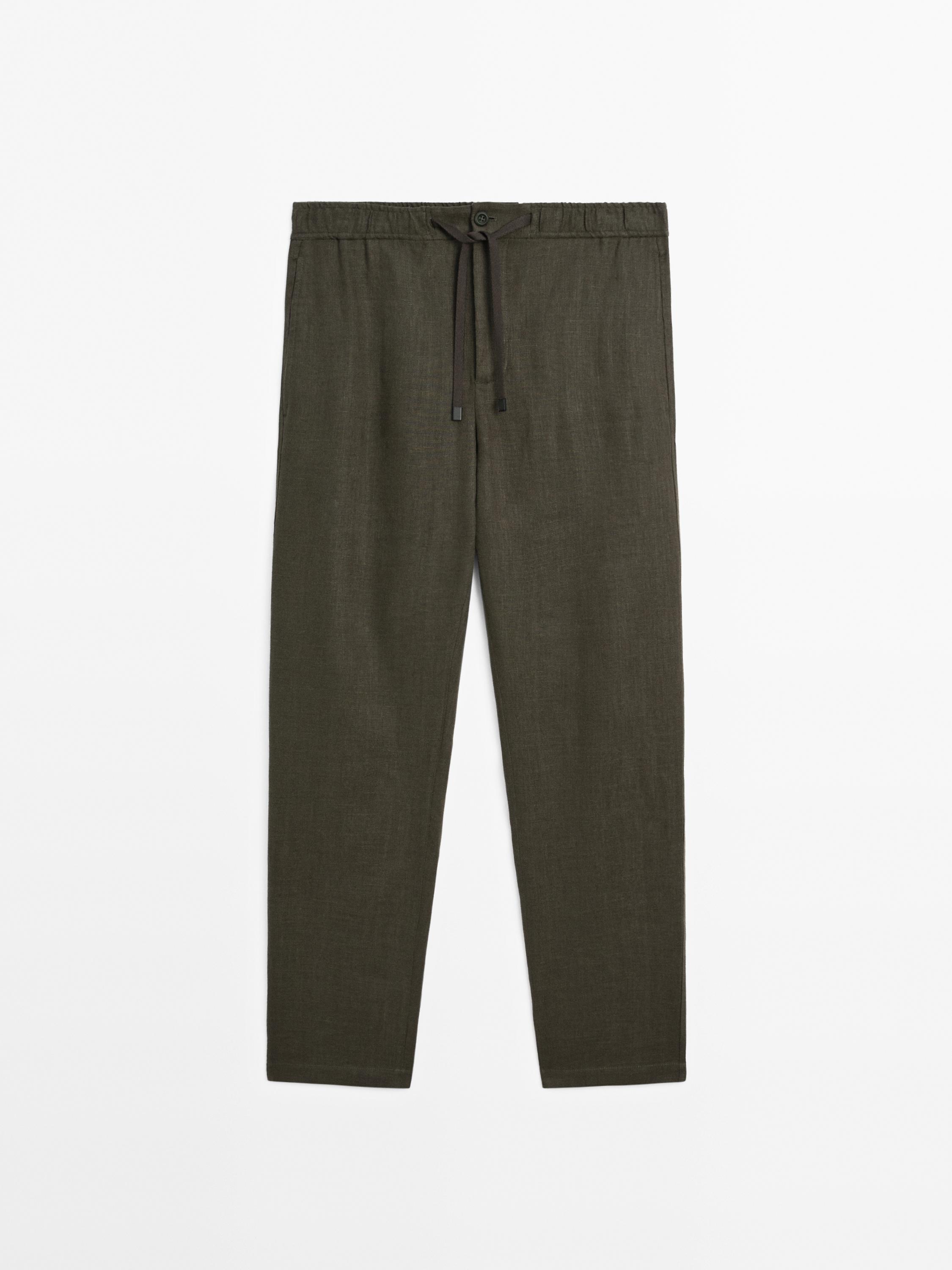 100% linen jogger fit trousers