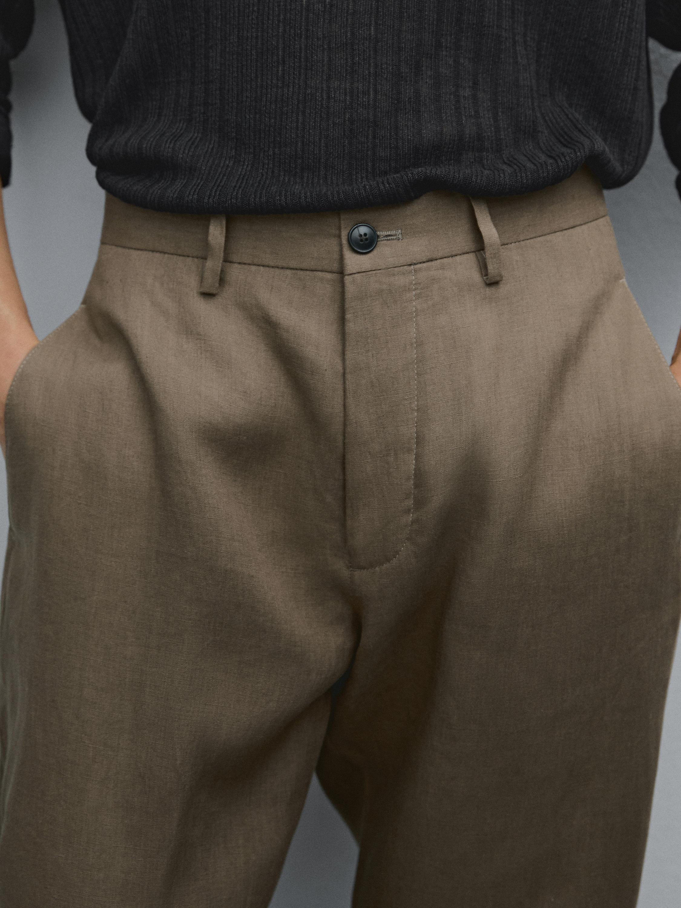 100% linen suit trousers