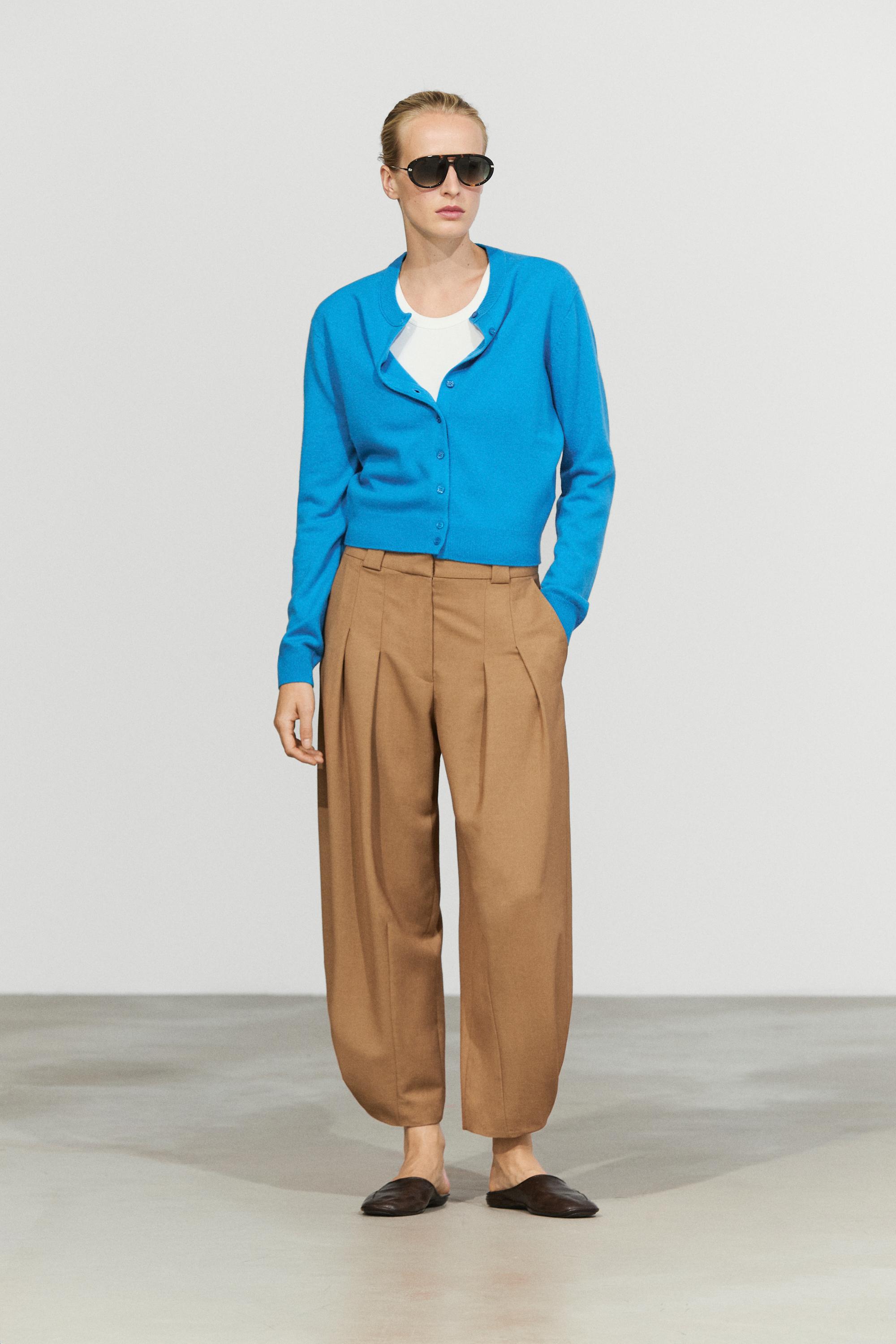 Knit cardigan with button detail — TURQUOISE