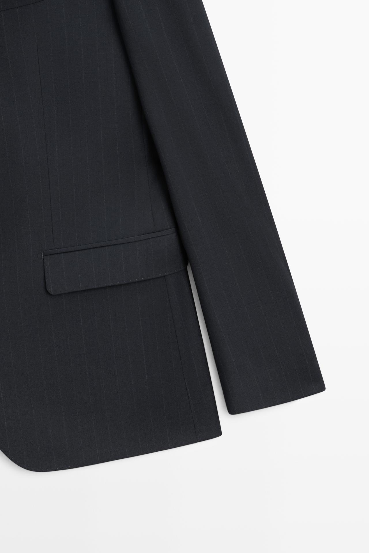 Striped 100% cool wool suit blazer — NAVY BLUE