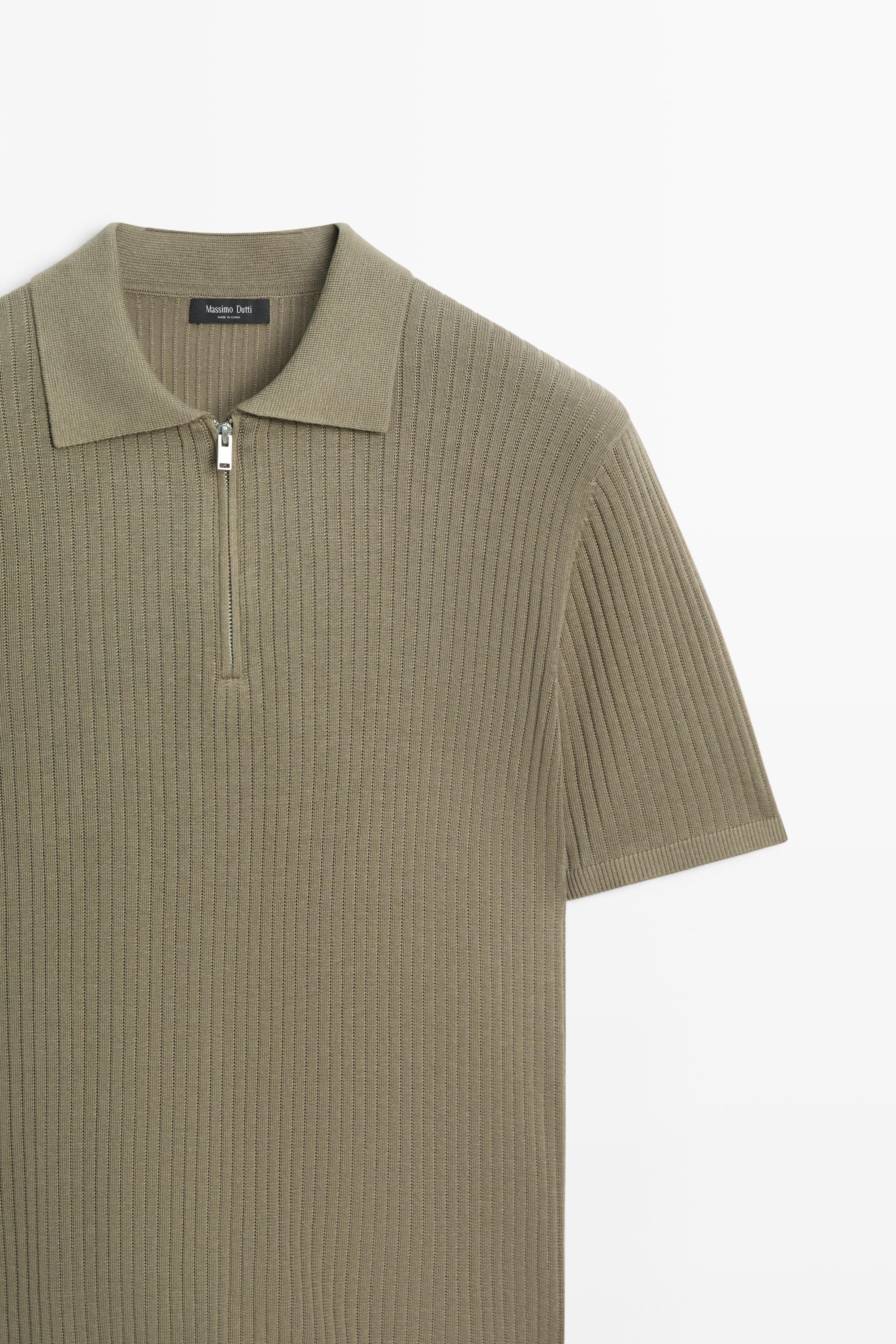 Cotton knit half-zip polo — GREEN