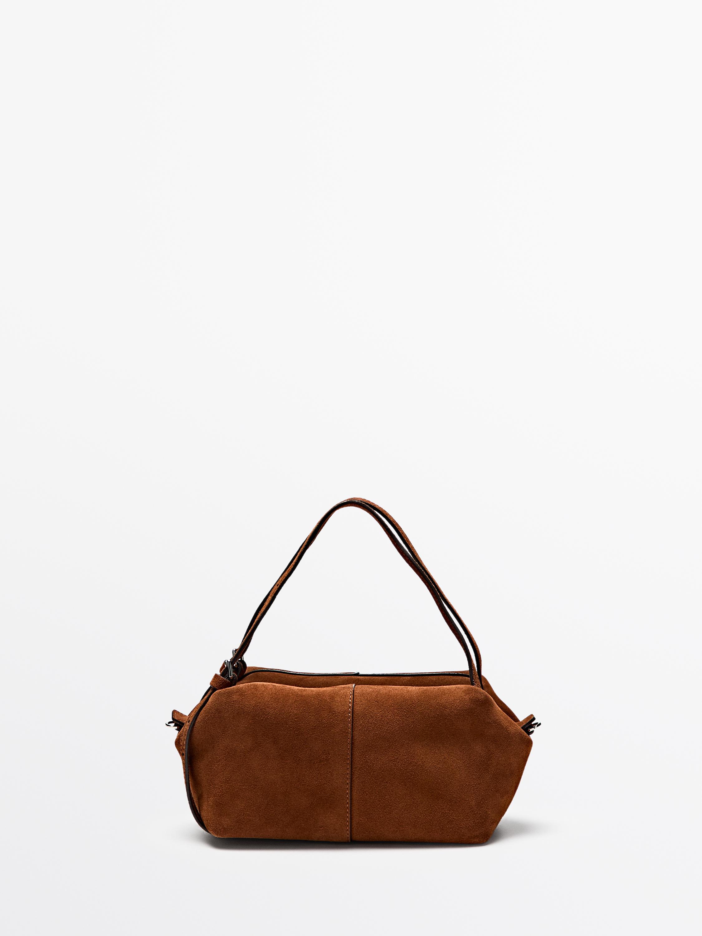Mini-geantă satchel din piele întoarsă