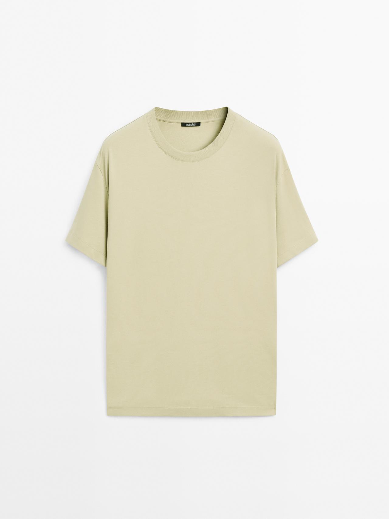 Massimo Dutti - Herre - T-Shirt I 100% Medium Weight-Bomuld - Grøn - L