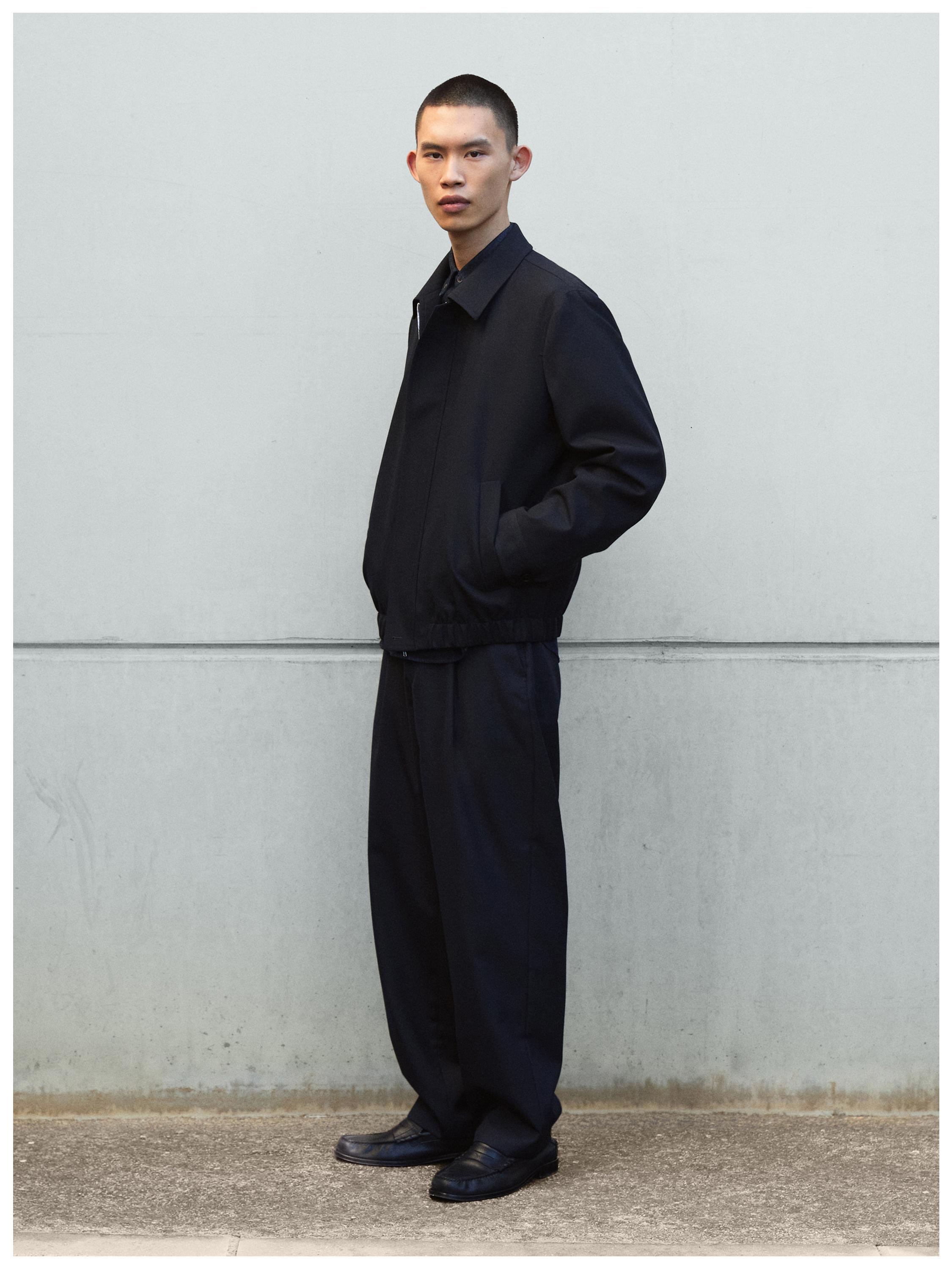 Cold wool total look jacket — NAVY BLUE