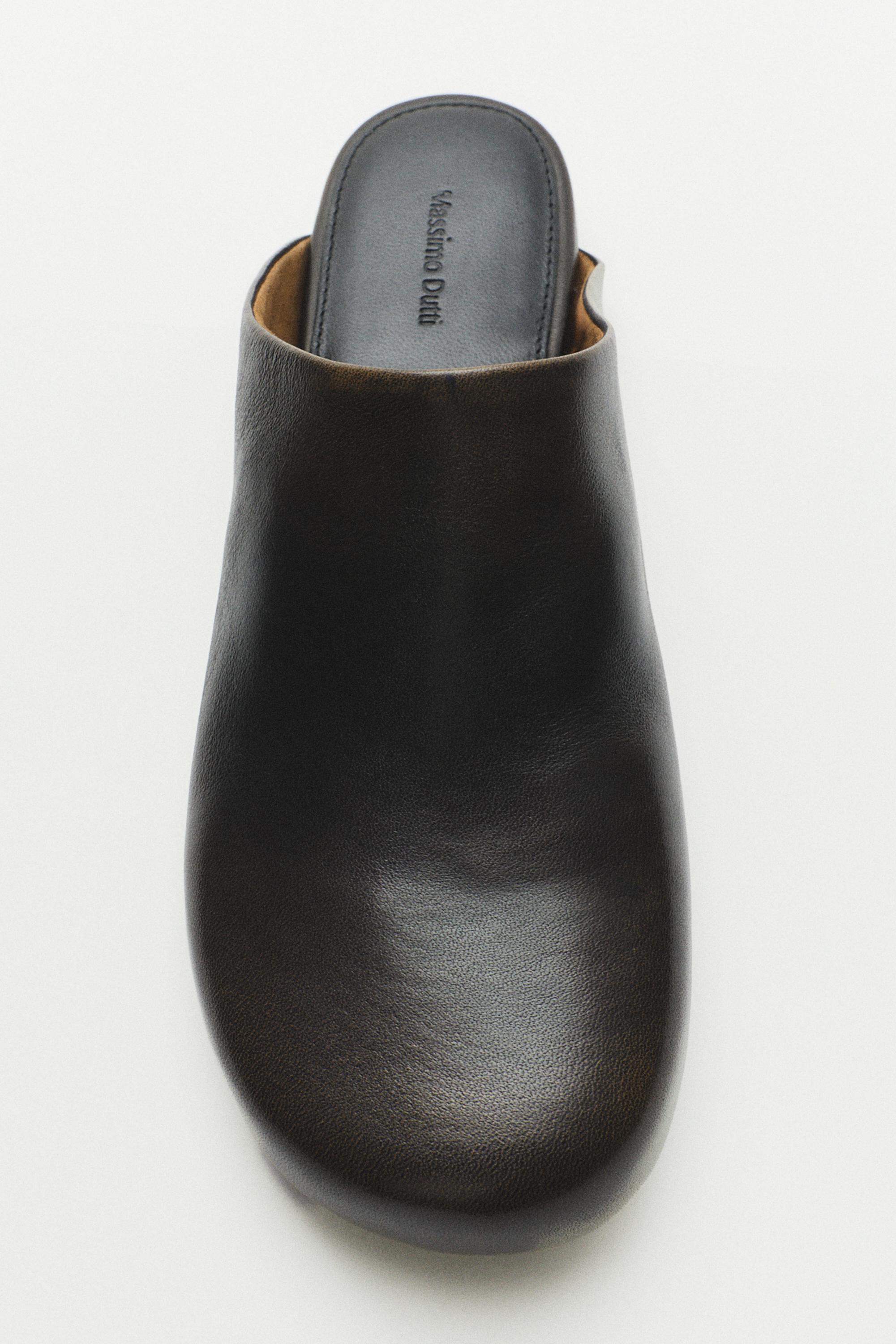 Leather mule clogs — BROWN
