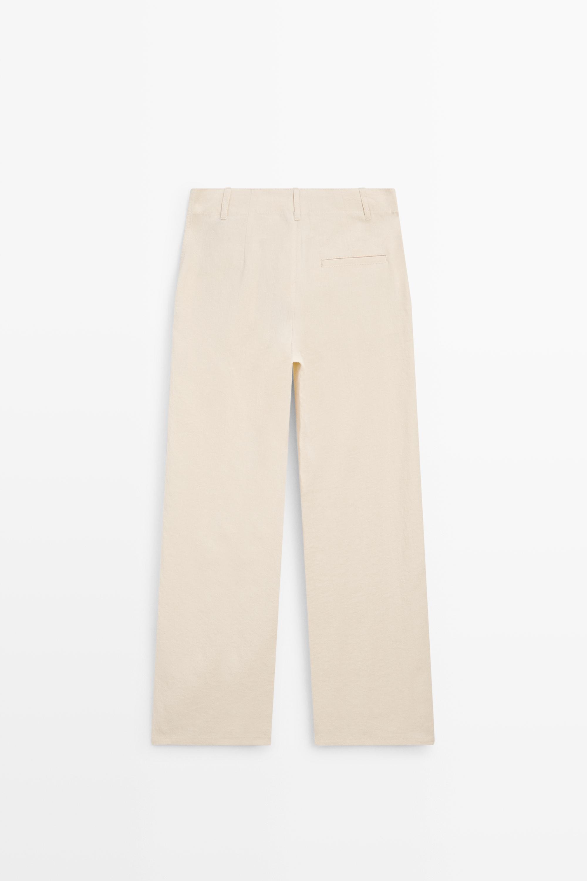 Linen blend relaxed fit pants — OCHRE MARL