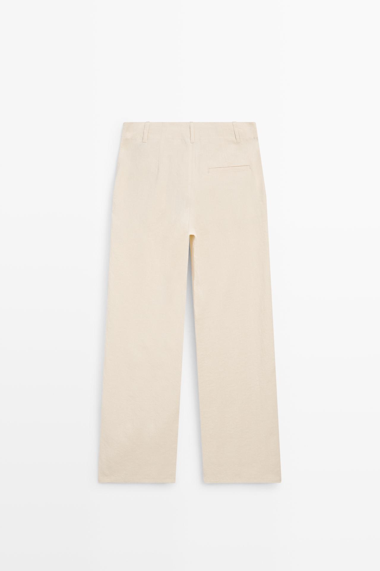 Linen blend relaxed fit pants — OCHRE MARL