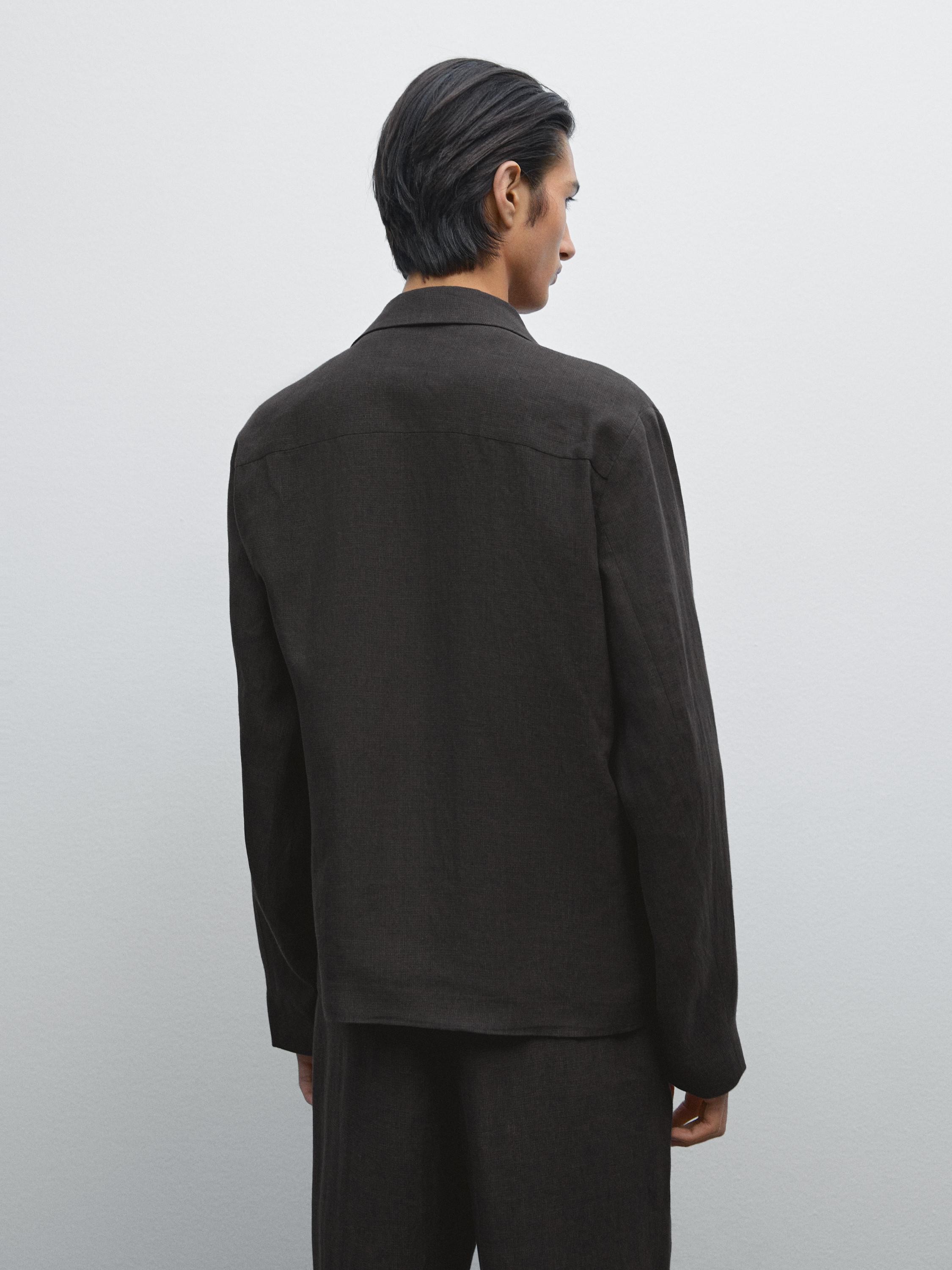 Blouson pied-de-poule 100 % lin