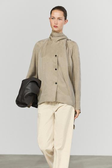 Flowing shirt with scarf detail — SAND 3