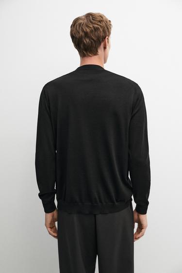 Merino wool button-up cardigan — BLACK 5