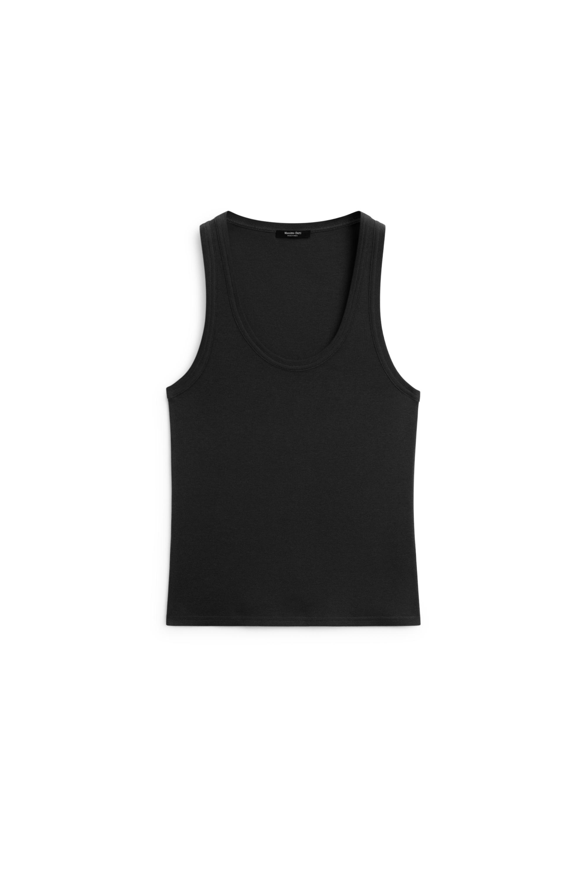 Sleeveless 100% cotton T-shirt — BLACK