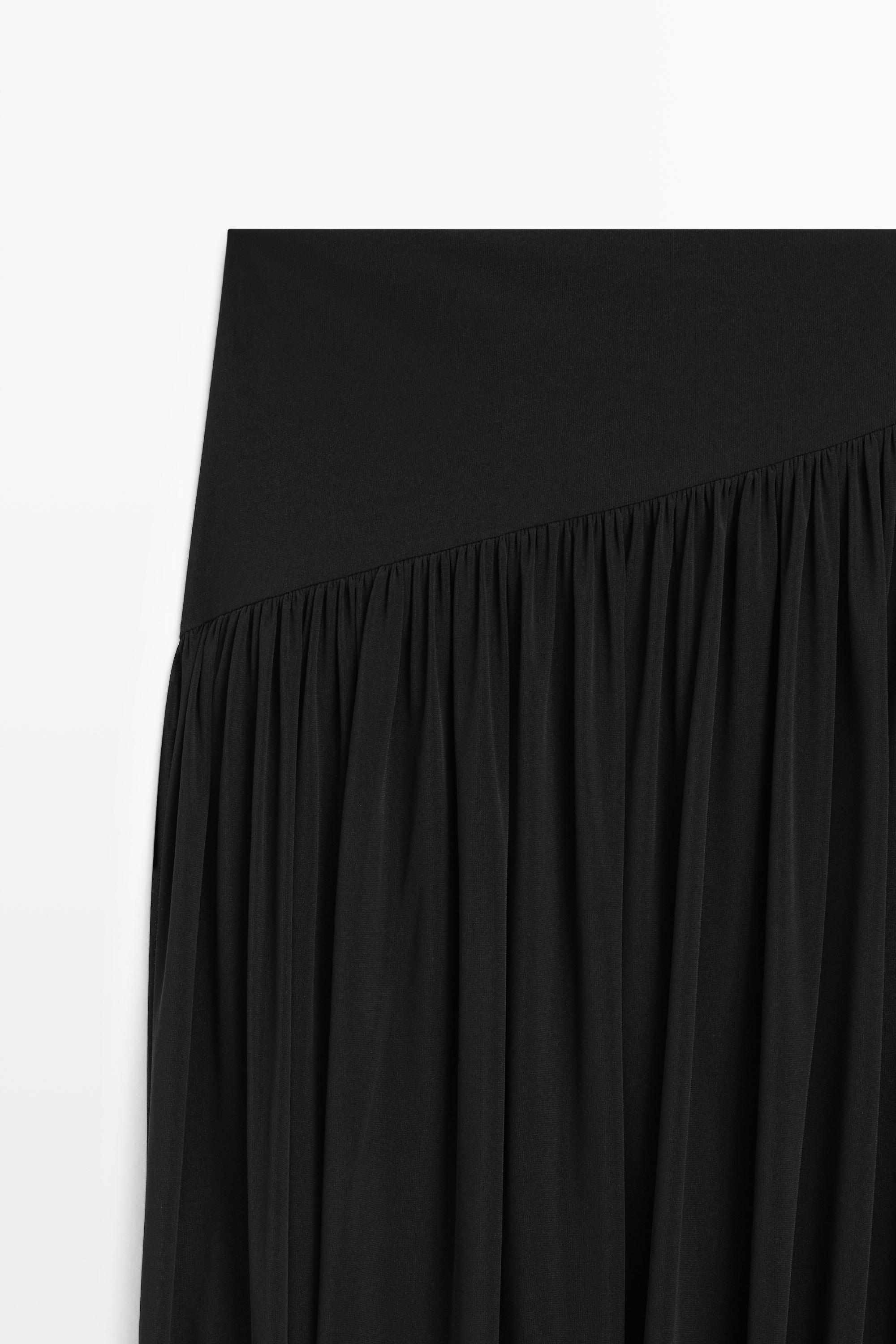 Balloon-effect flowing skirt — BLACK