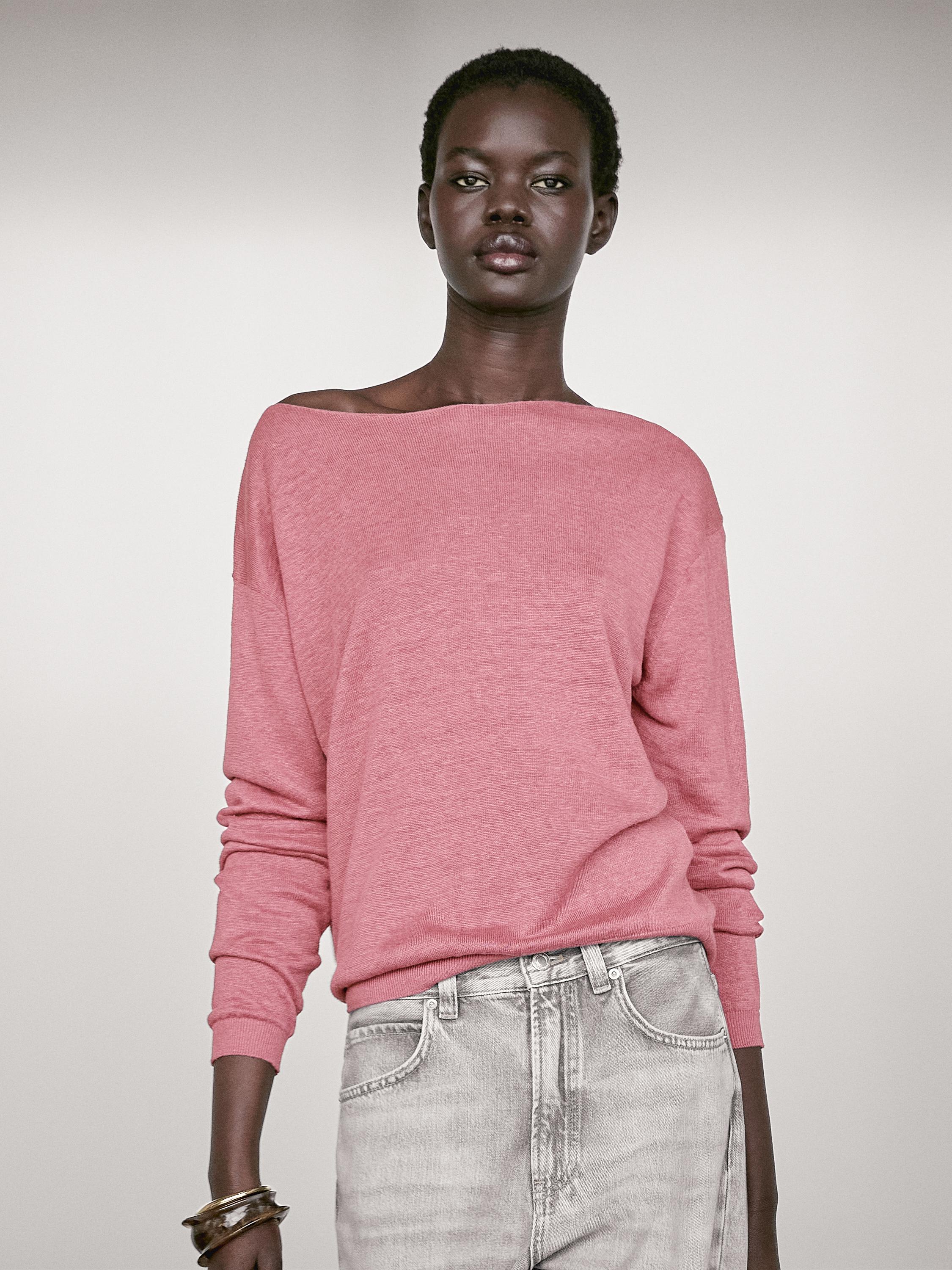 Linen boat neck sweater