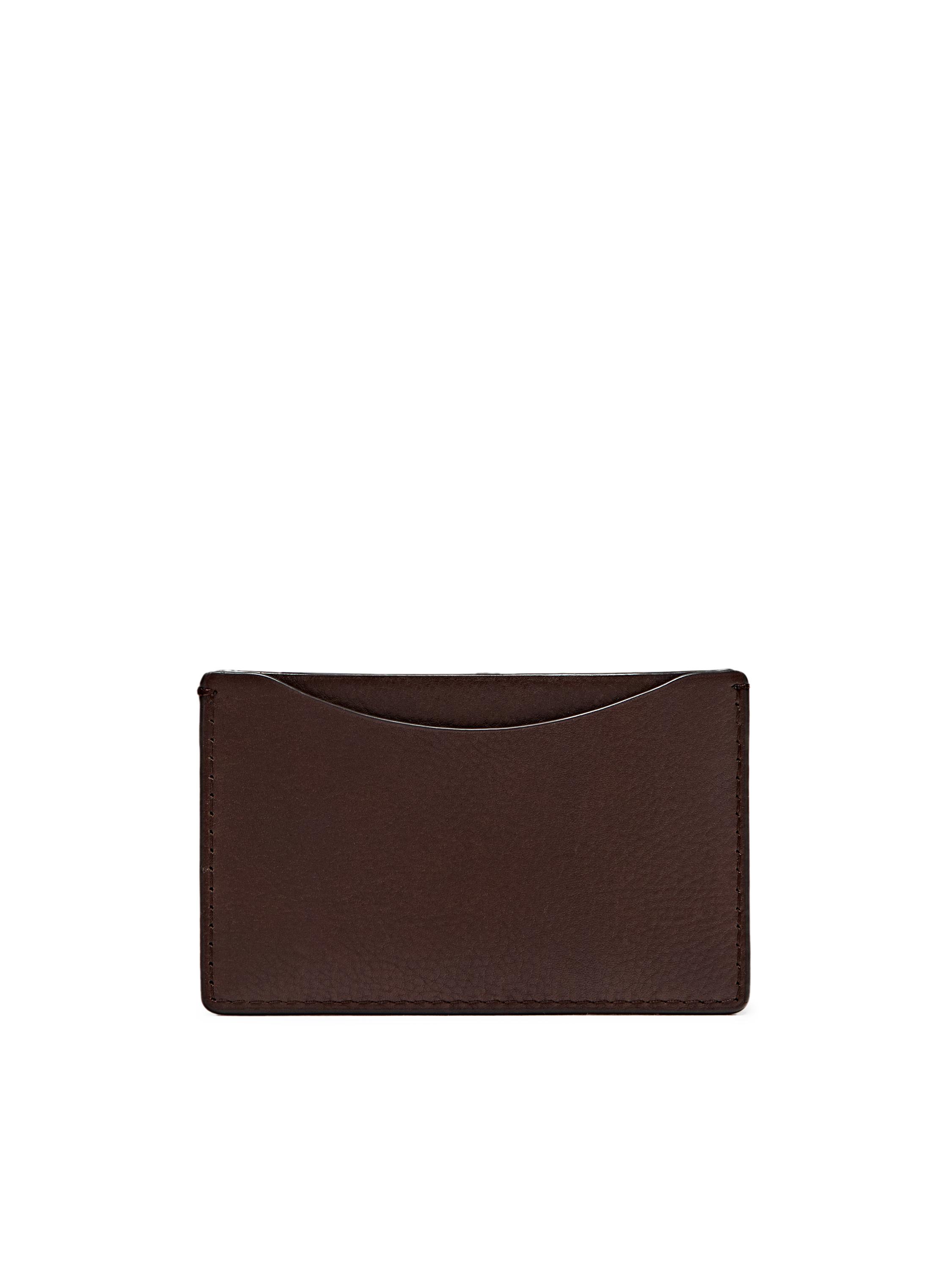 Nappa leather card holder — BROWN