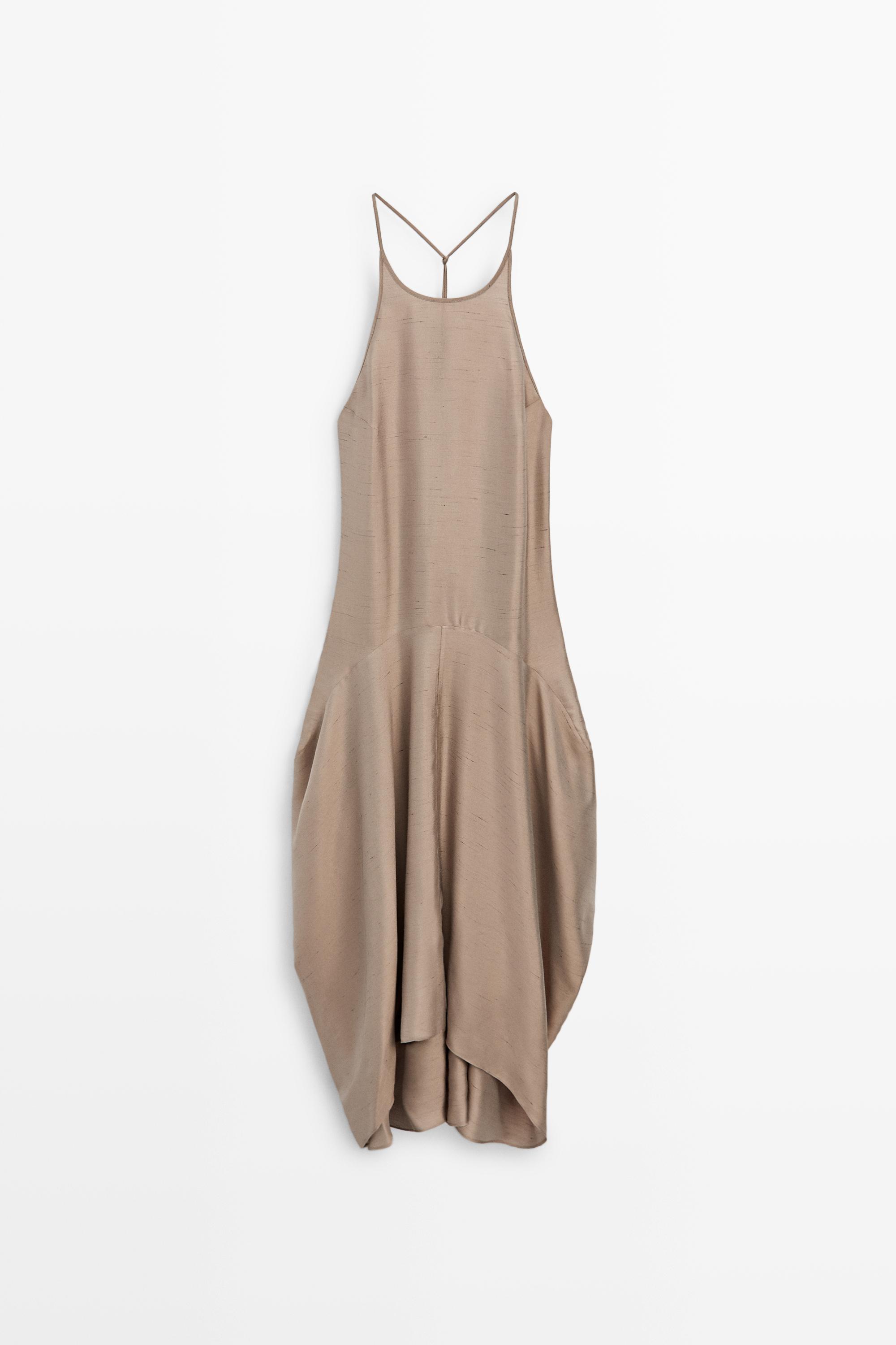 Rochie fluidă halter cu efect satinat - STUDIO
