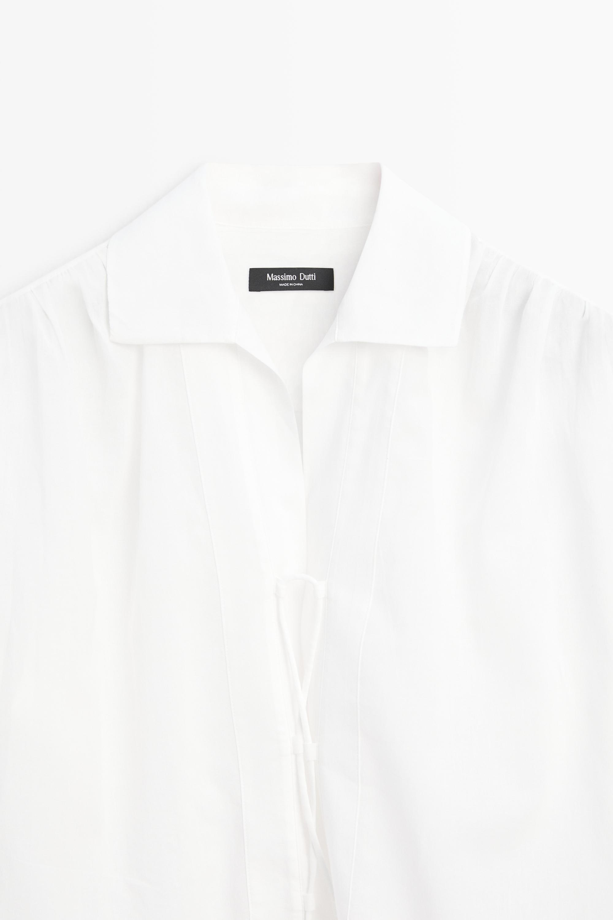 100% cotton shirt with fastening detail — WHITE