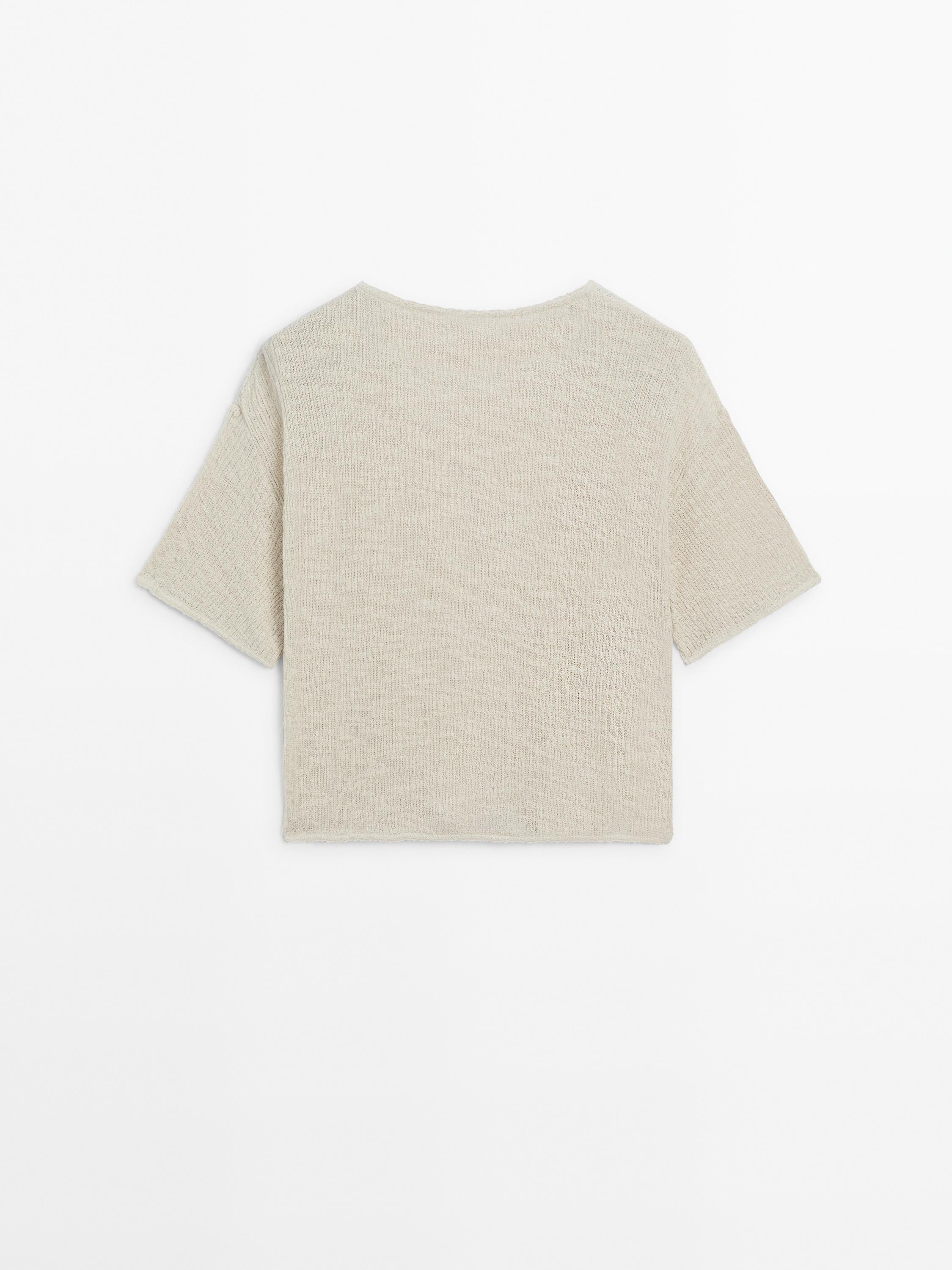 Ribbed short sleeve textured T-shirt