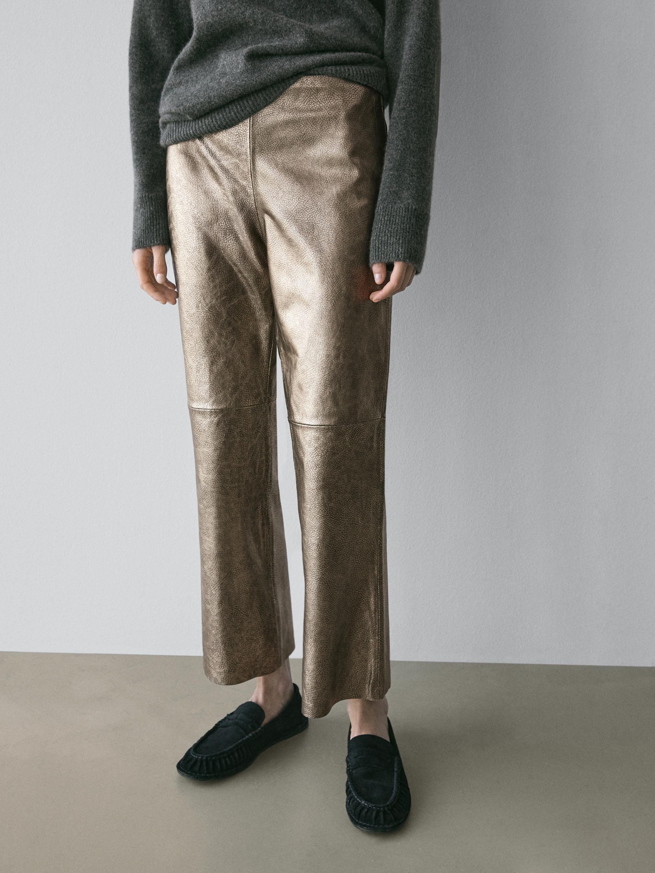 Nappaleren metallic broek