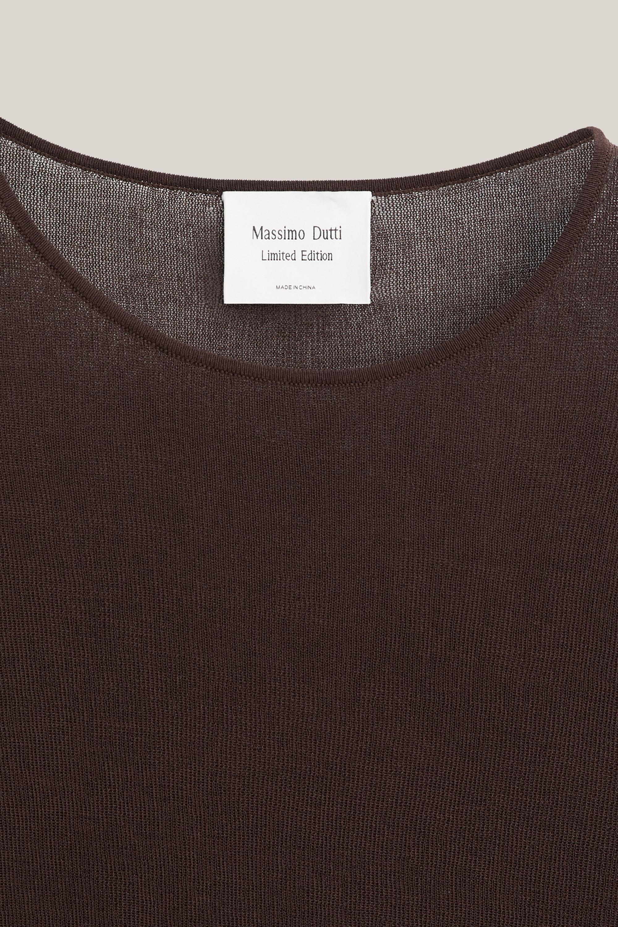 Transparent silk blend top with long sleeves - LIMITED EDITION — BROWN