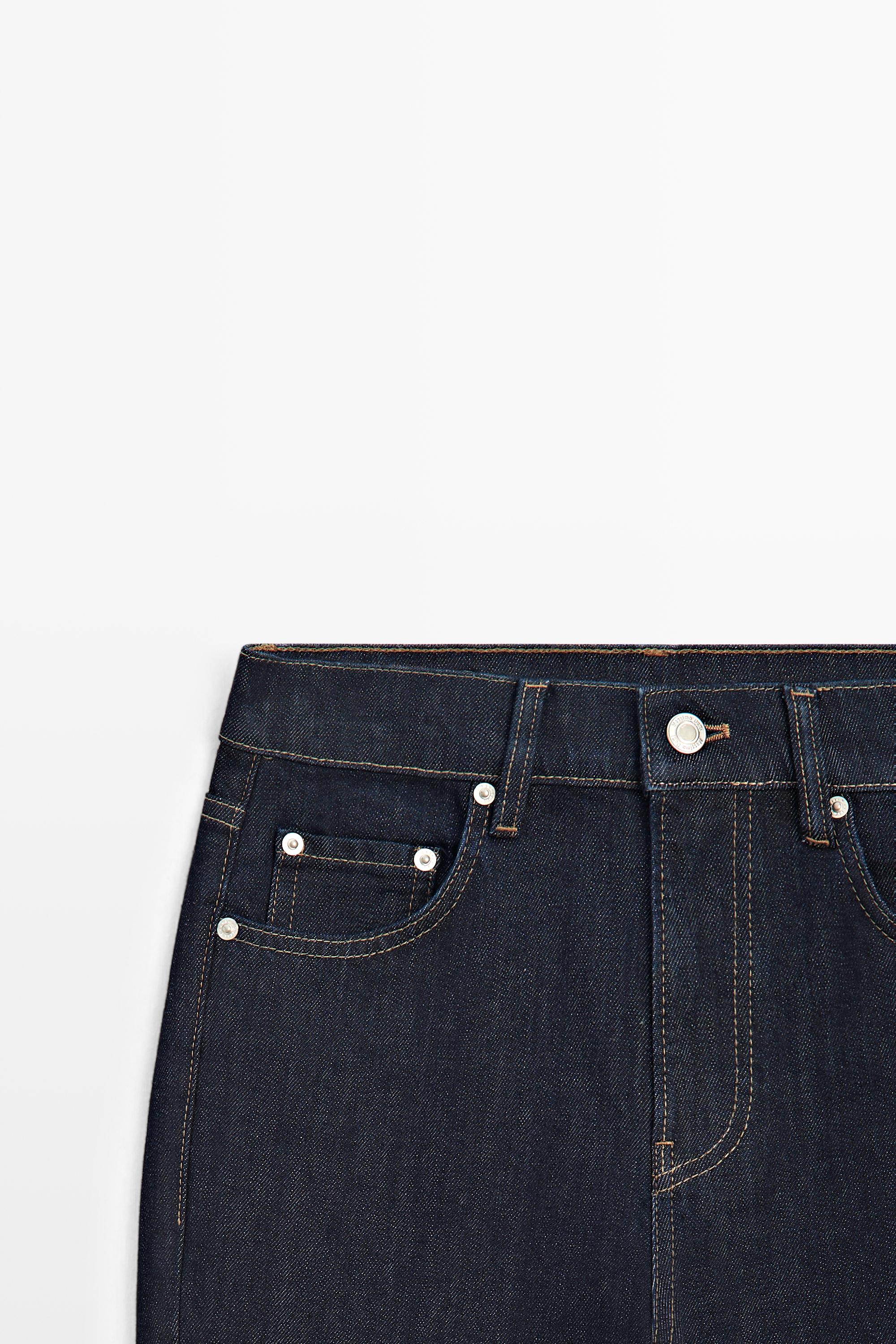 Mid-waist slim fit cropped jeans — DARK BLUE