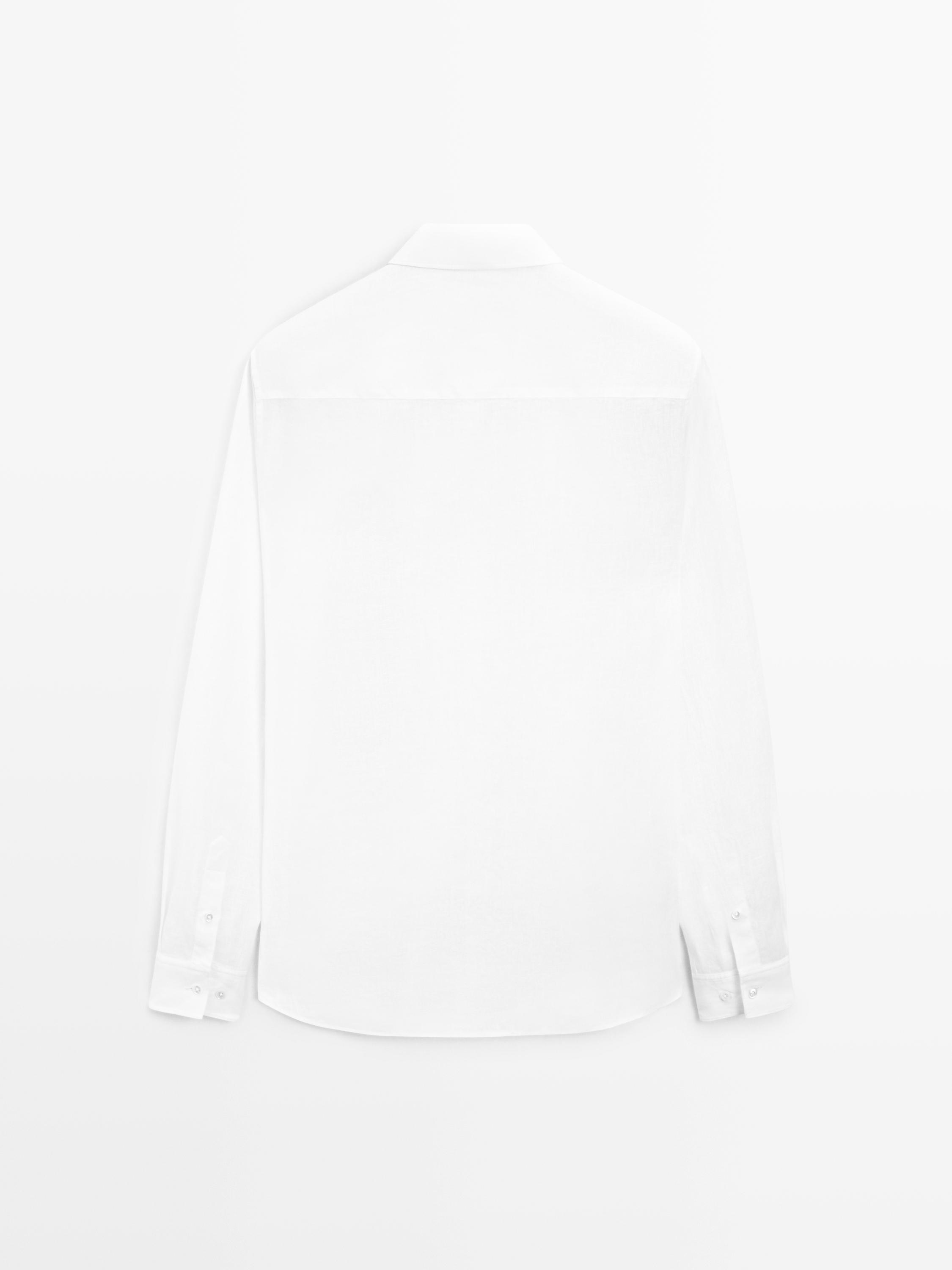 100% linen regular fit shirt — WHITE