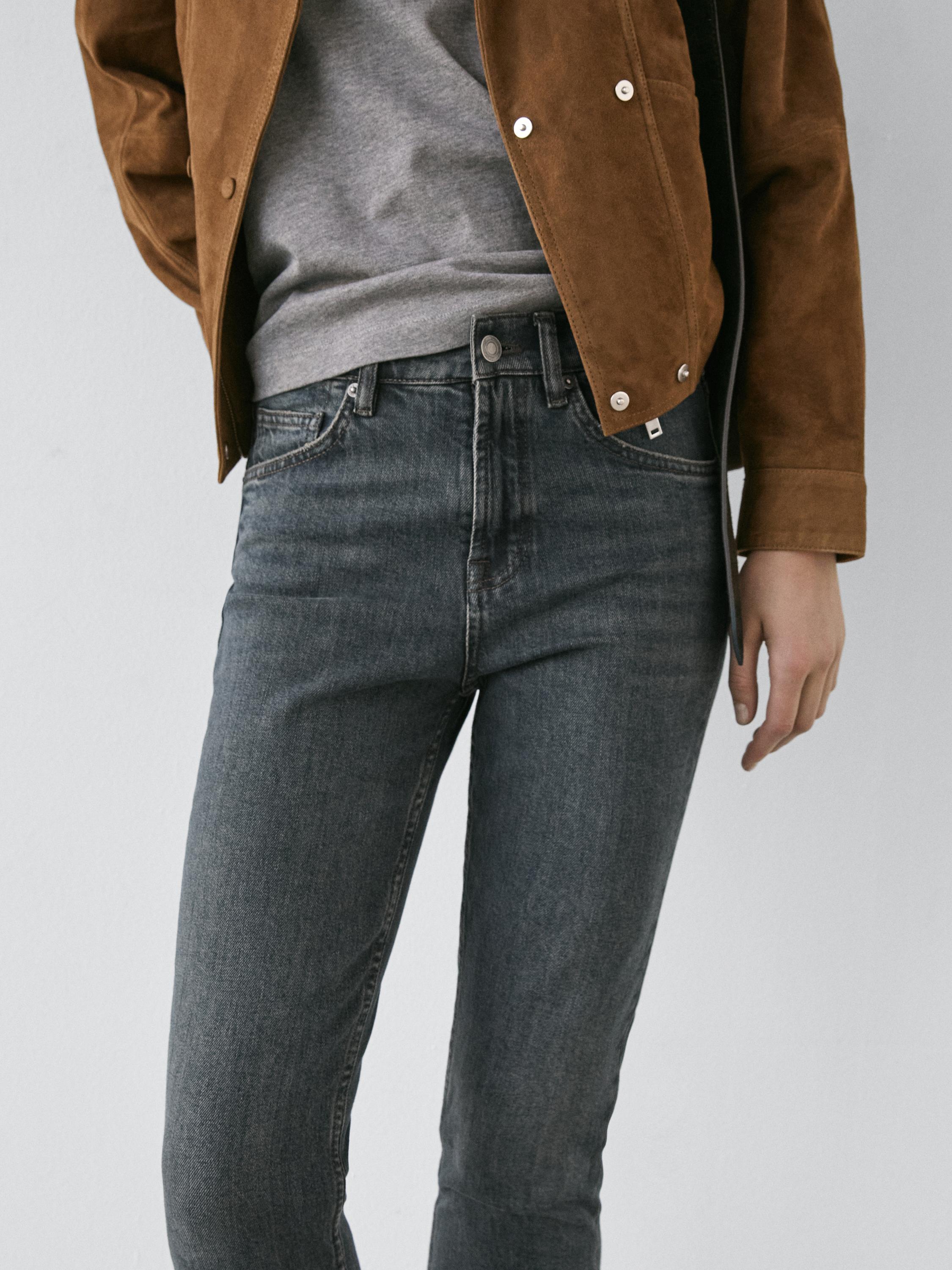 Mid-rise cropped slim fit jeans — Dark blue