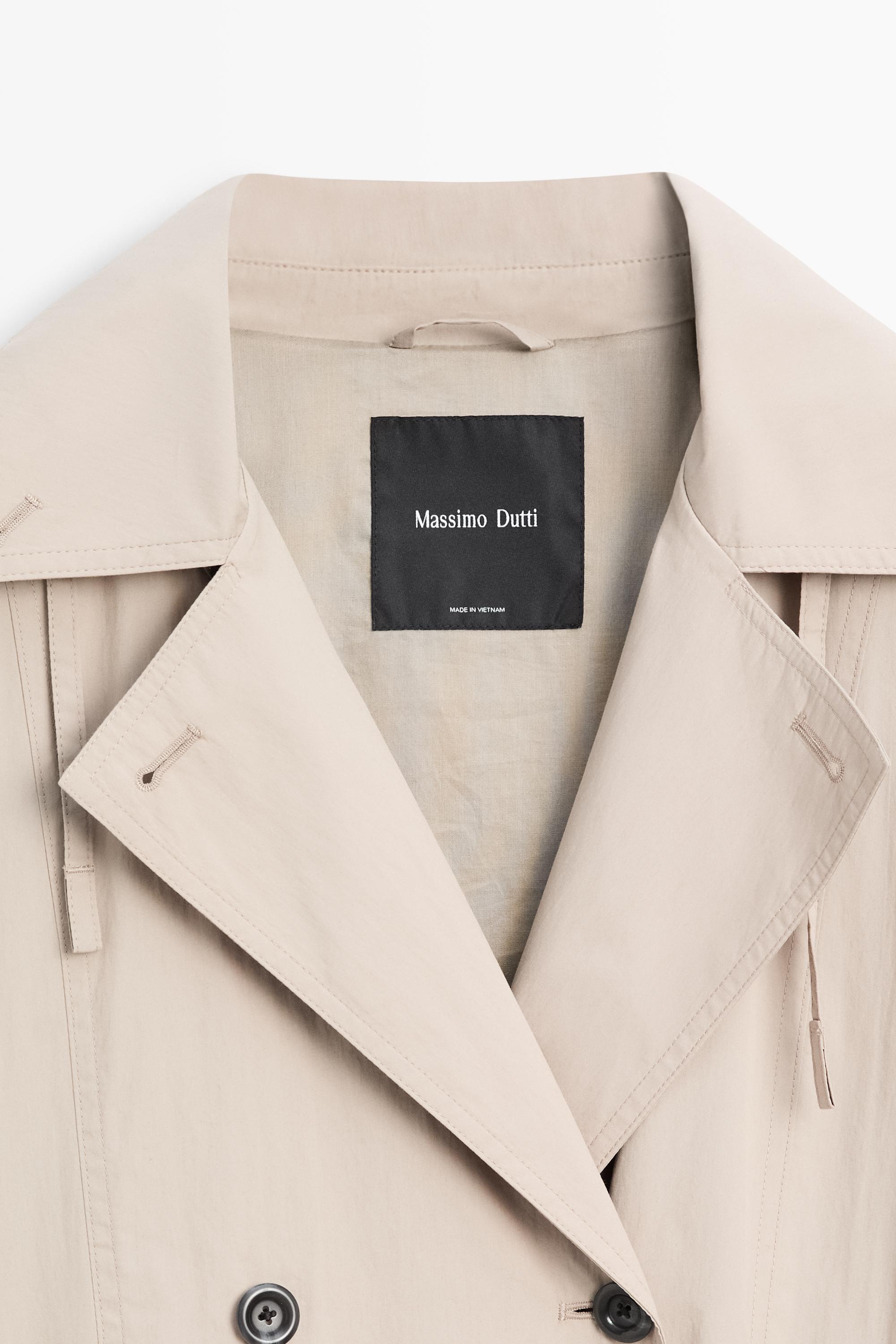 Cotton blend technical trench coat — Pearl grey