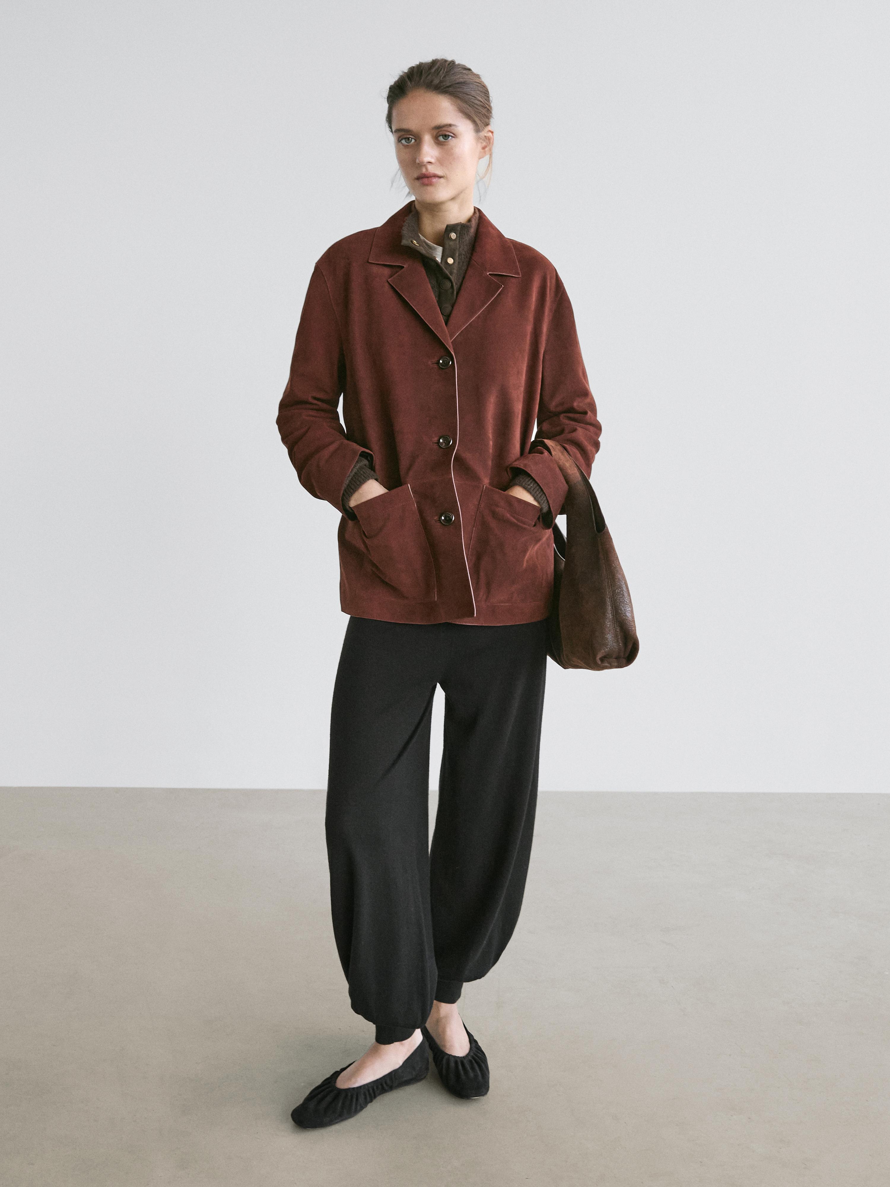 Blazer mit Reverskragen aus Nubukleder