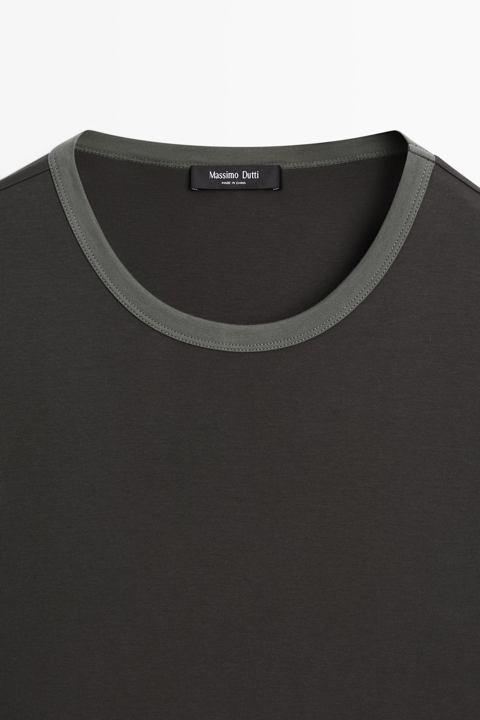 100% cotton contrast neck T-shirt — LEAD