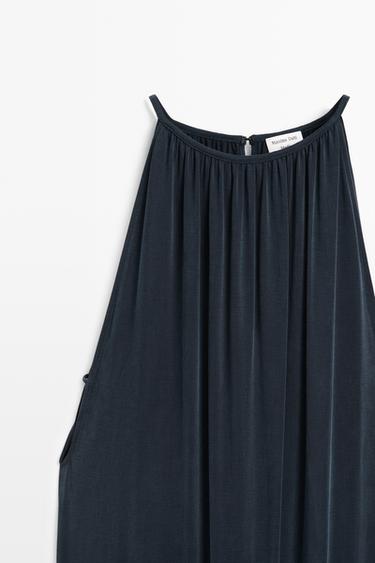 Flowing midi dress with pleats - STUDIO — BLUE 4